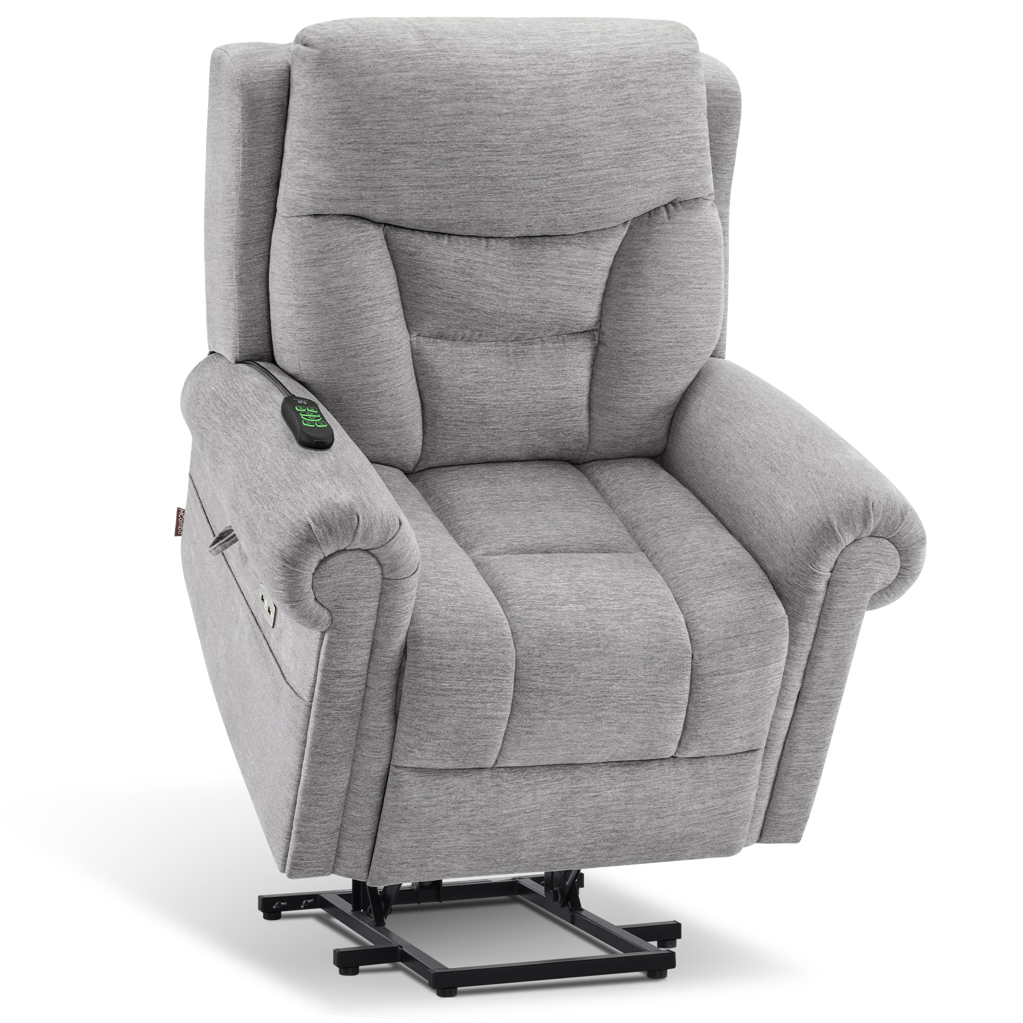 Power Lift Recliner Chair for Elderly, Dual Motor, Massage and Heat, Fabric 7888