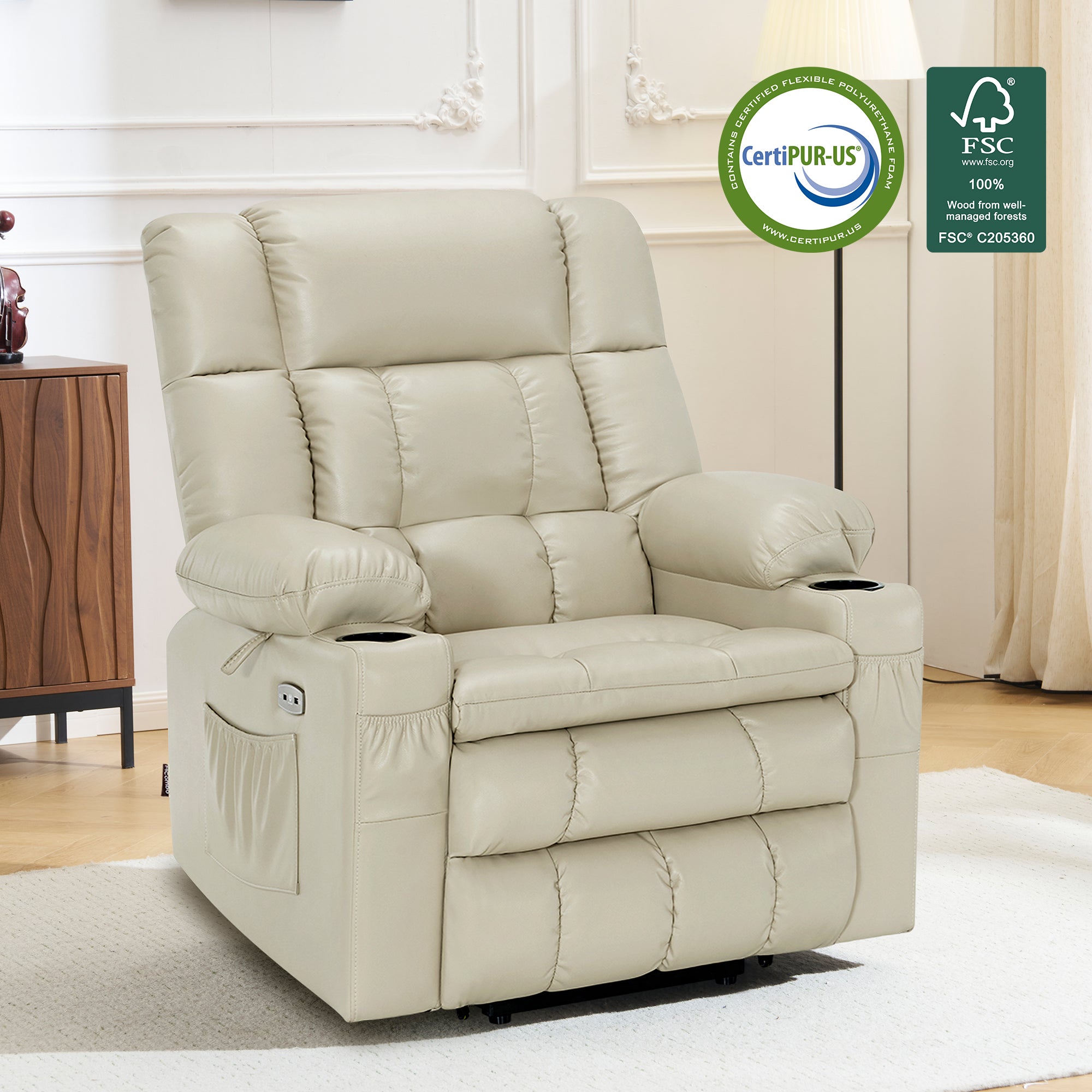 Power Lift Recliner Chair for Elderly, Dual Motor, Massage and Heat, Faux Leather 7890|7893|7896|R7891|R7897|R7894