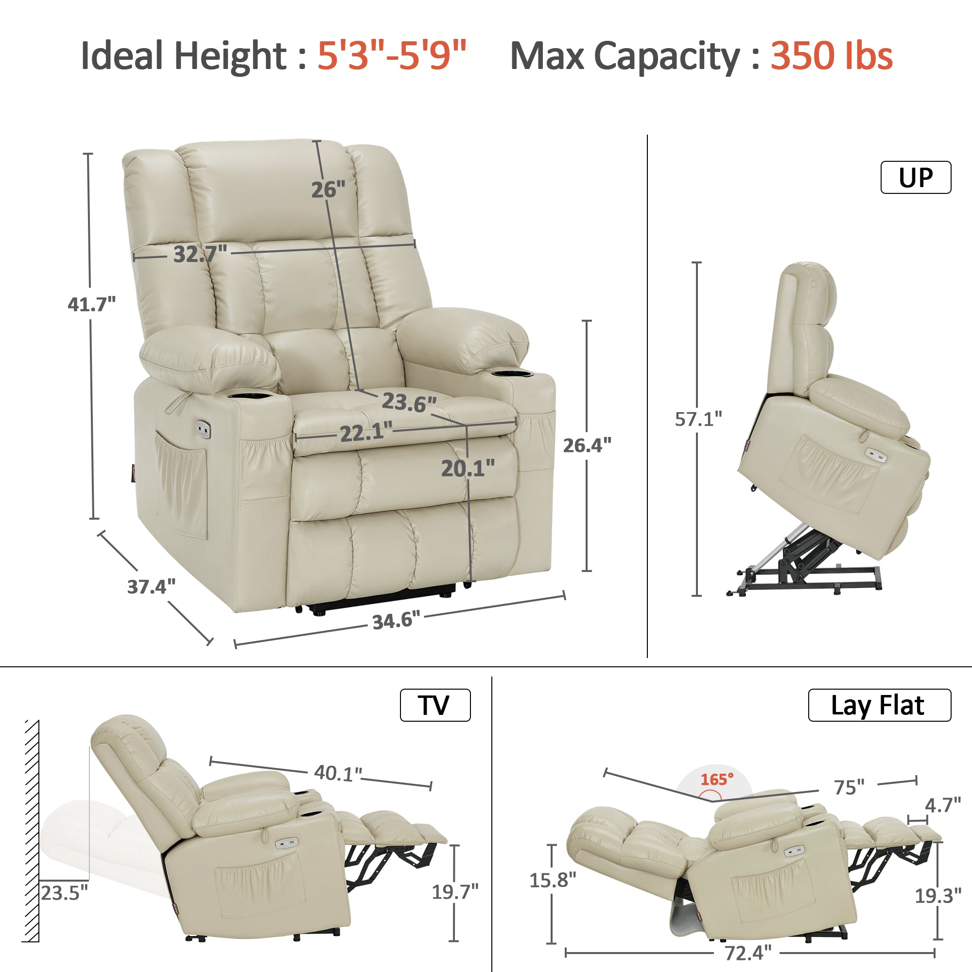 Power Lift Recliner Chair for Elderly, Dual Motor, Massage and Heat, Faux Leather 7890|7893|7896|R7891|R7897|R7894