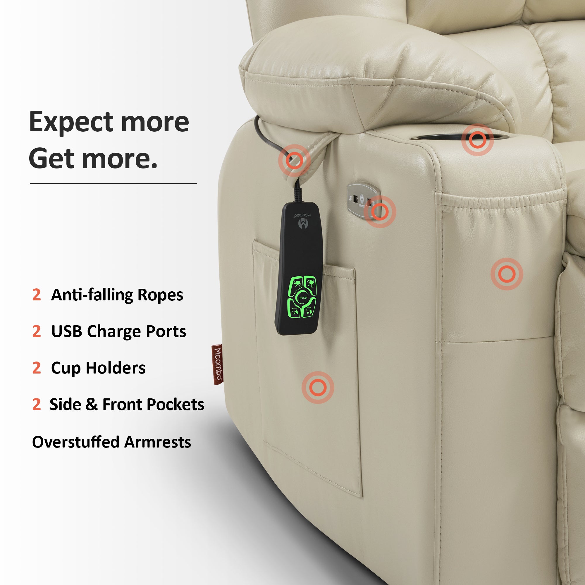 Power Lift Recliner Chair for Elderly, Dual Motor, Massage and Heat, Faux Leather 7890|7893|7896|R7891|R7897|R7894