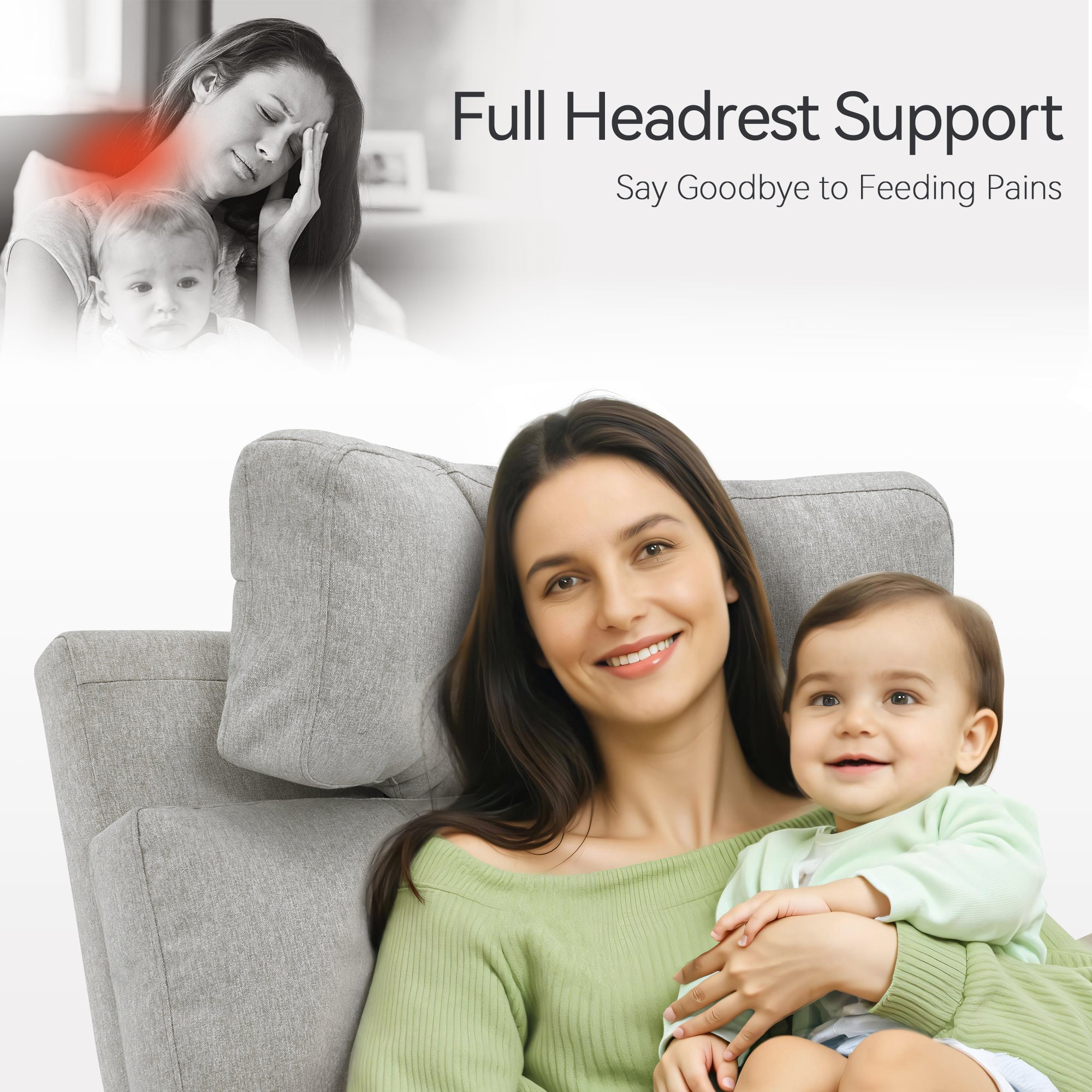 Power Swivel Glider Recliner Nursery Chair, Fabric PR601