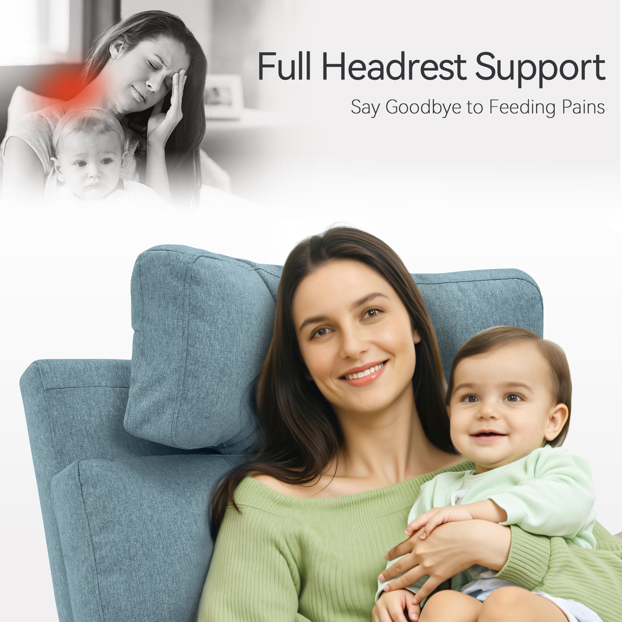Power Swivel Glider Recliner Nursery Chair, Fabric PR601