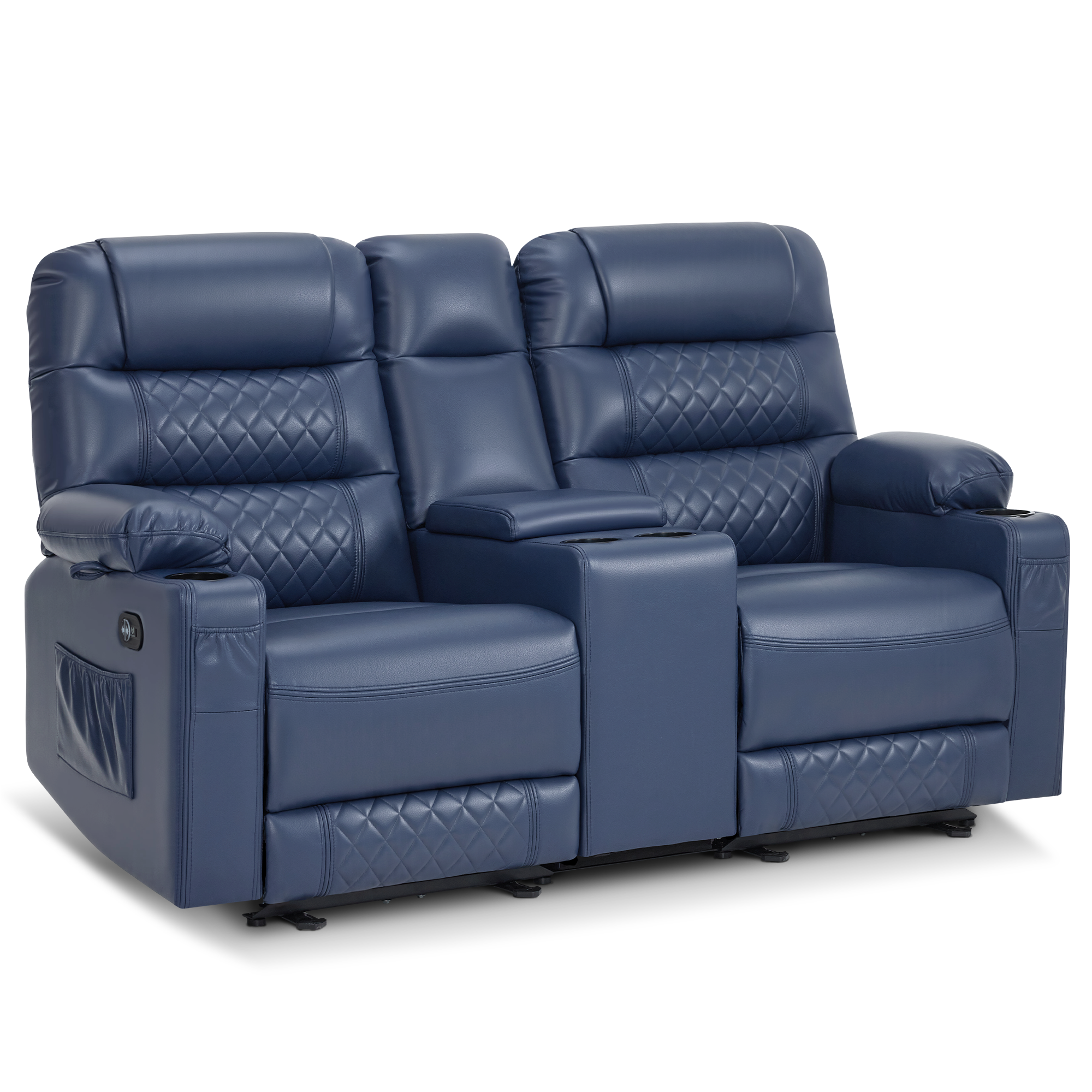 Power Reclining Loveseat with Console, Heat and Massage, Faux leather PR624