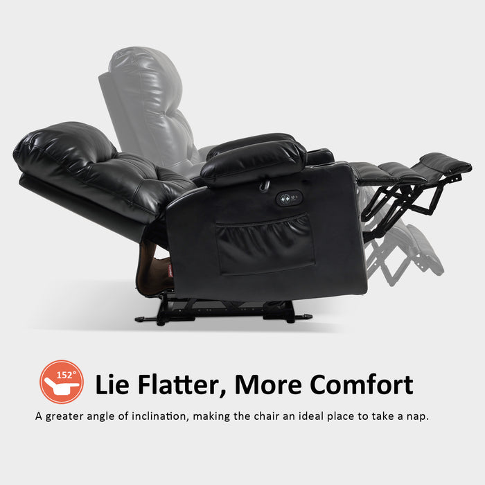 MCombo 25'' Large Power Recliner Chair, Electric Reclining with Massage, USB Port Breathable Leather Chair PR659