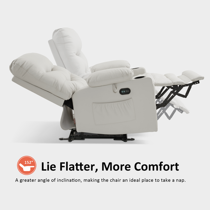 MCombo 25'' Large Power Recliner Chair, Electric Reclining with Massage, USB Port Breathable Leather Chair PR659