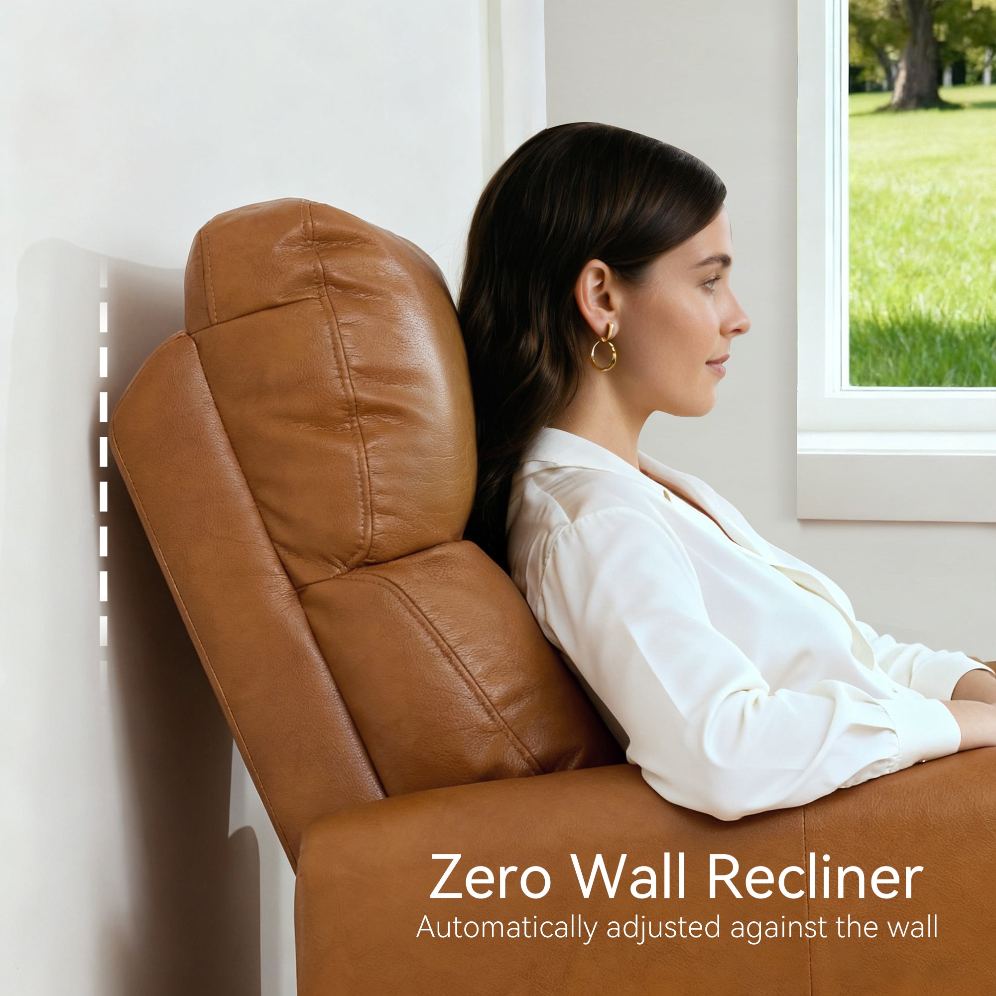 Zero Wall Hugger Recliners Chair for small space, Faux Leather PR699