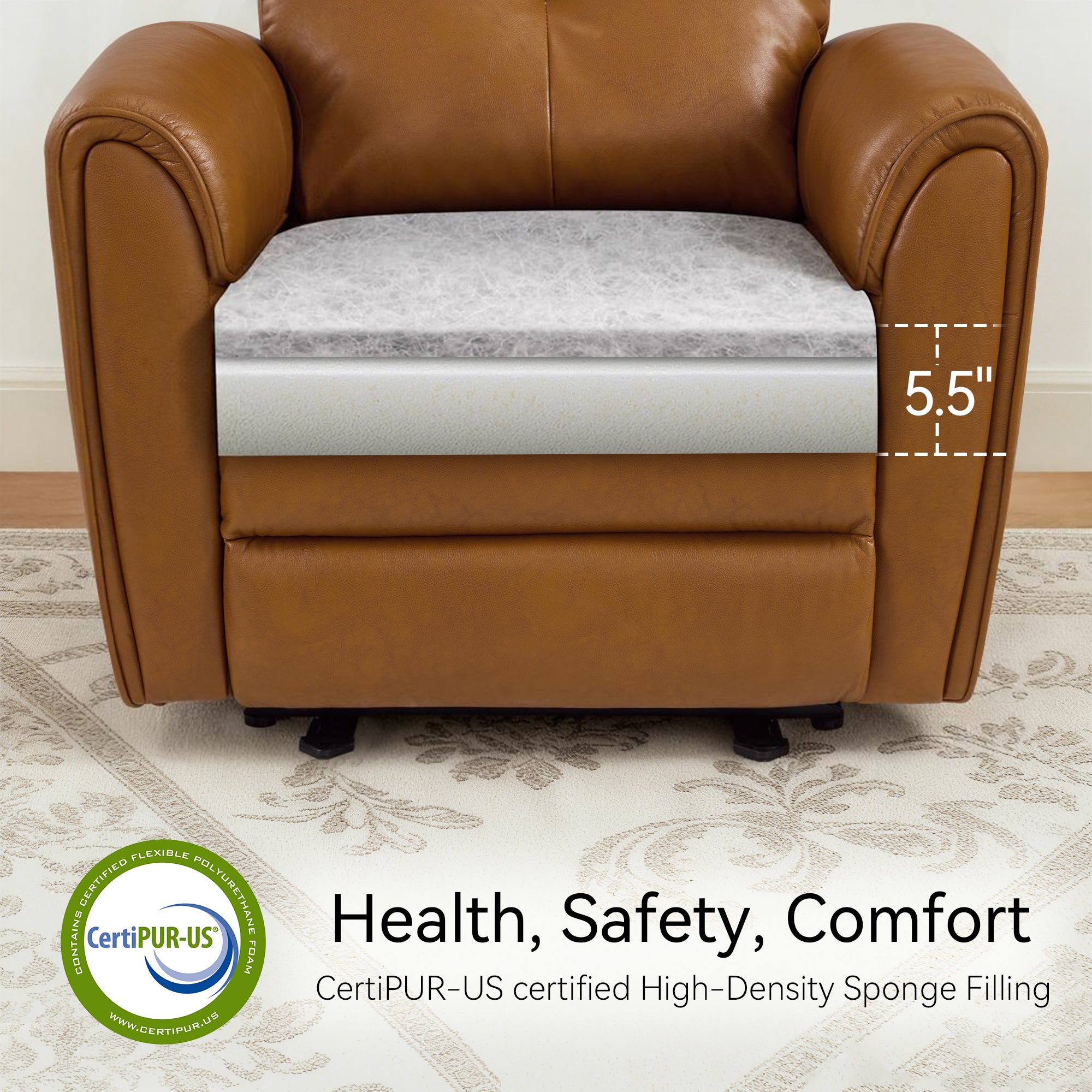 Zero Wall Hugger Recliners Chair for small space, Faux Leather PR699