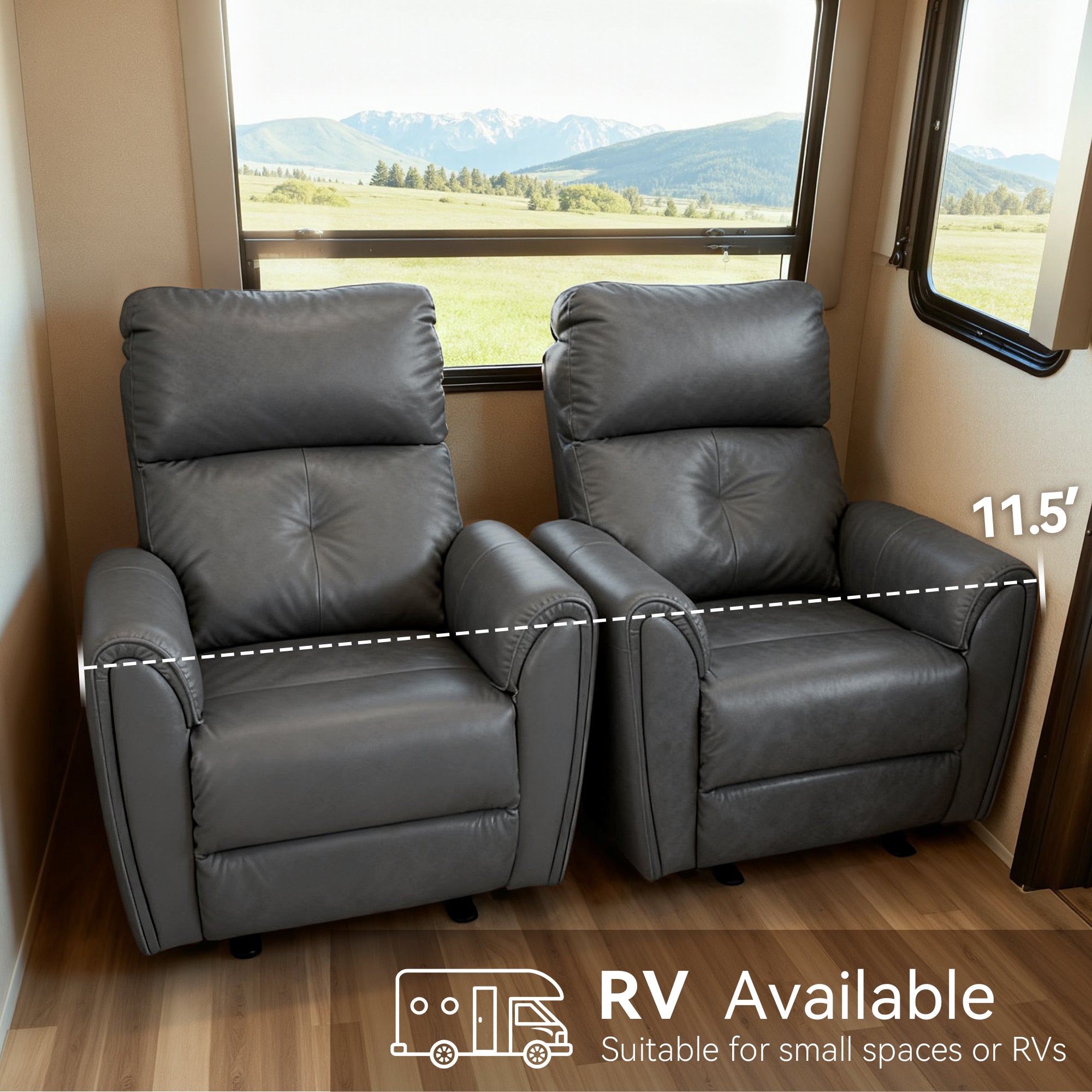 Zero Wall Hugger Recliners Chair for small space, Faux Leather PR699