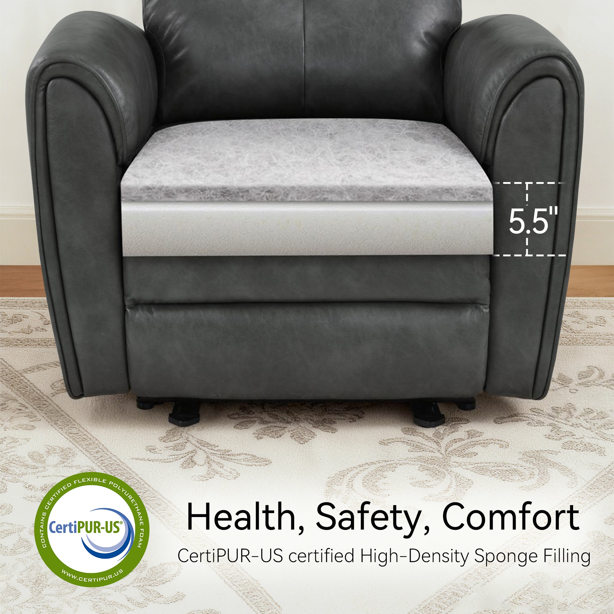 Zero Wall Hugger Recliners Chair for small space, Faux Leather PR699