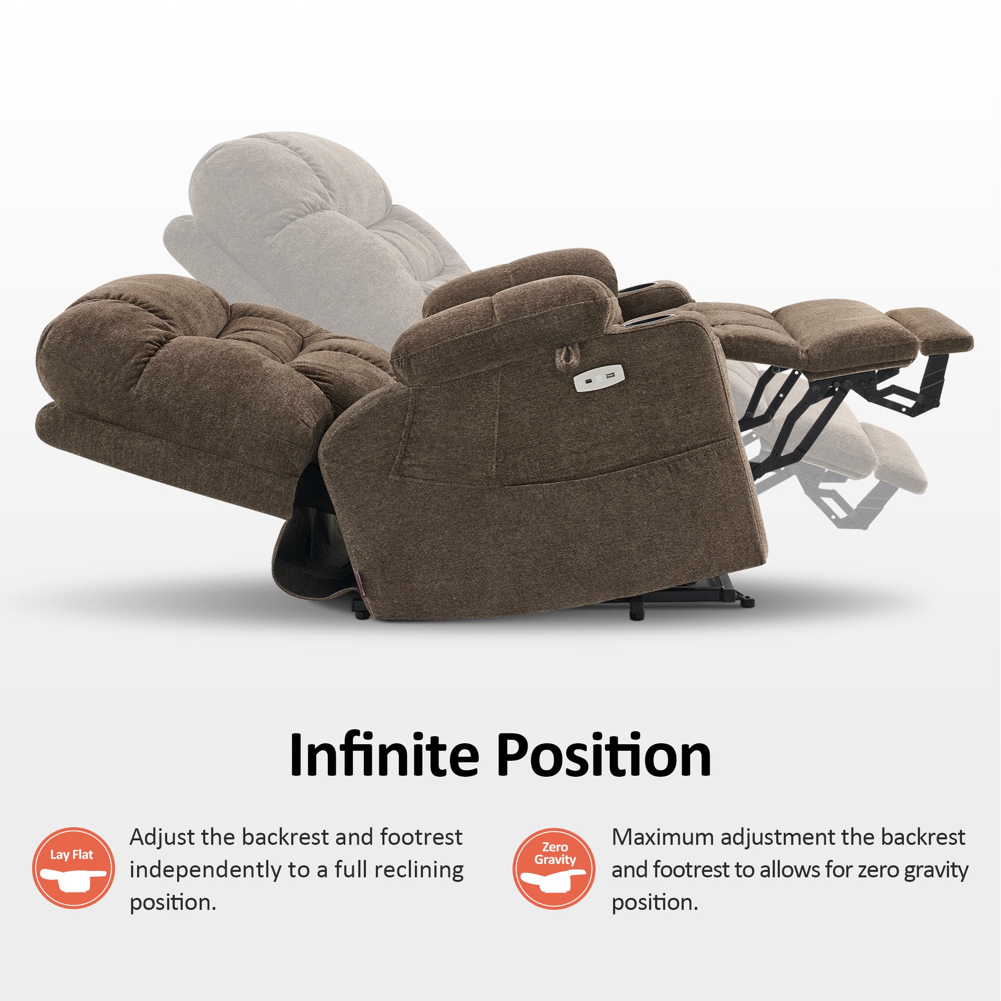 Power Lift Recliner Chair for Elderly, Dual Motor, Massage and Heat, Fabric R7070
