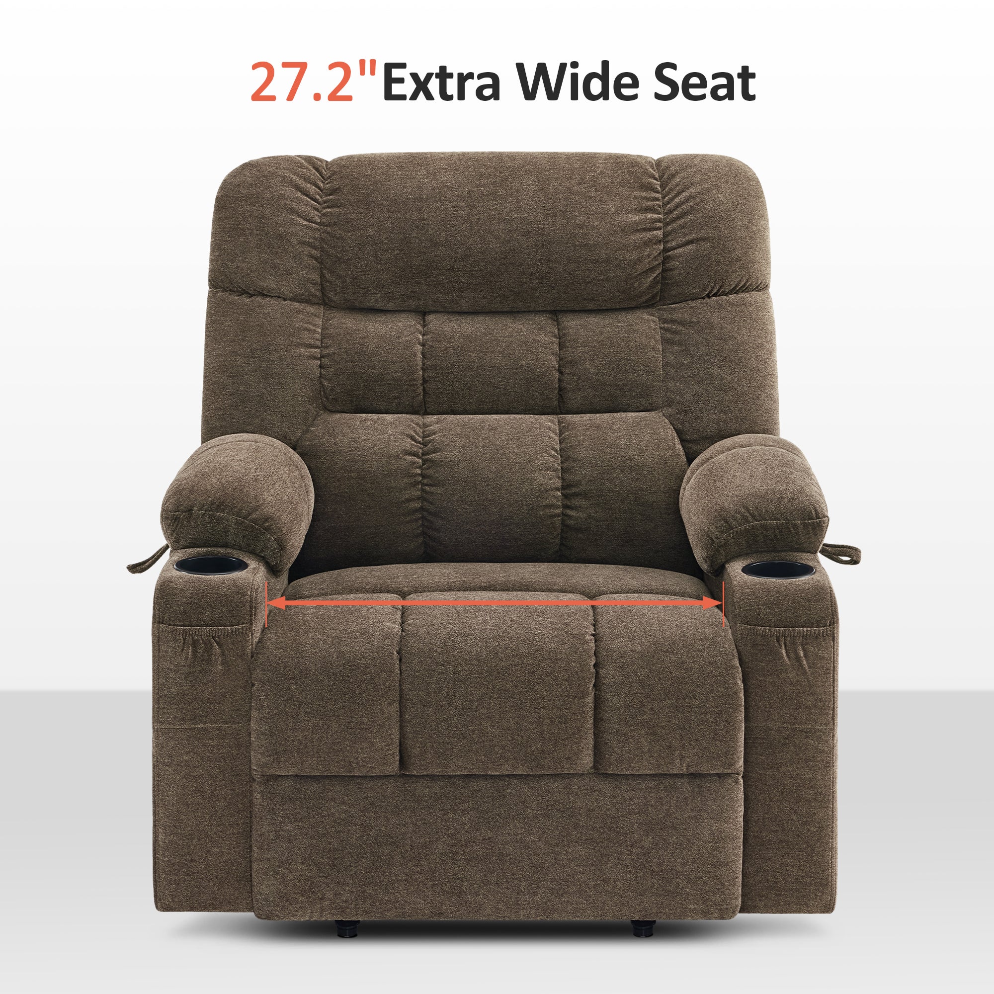 Power Lift Recliner Chair for Elderly, Dual Motor, Massage and Heat, Fabric R7070