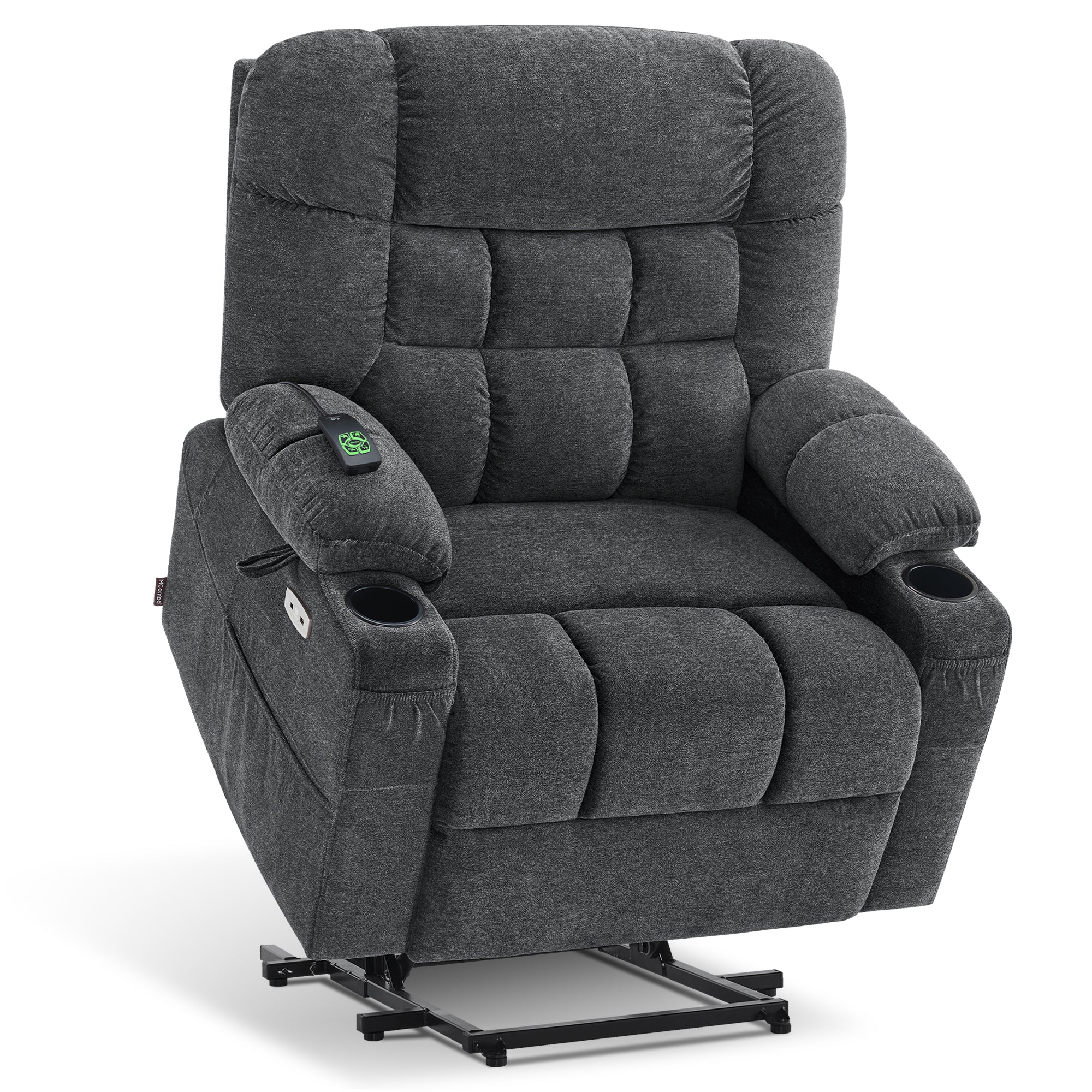 Power Lift Recliner Chair for Elderly, Dual Motor, Massage and Heat, Fabric R7070