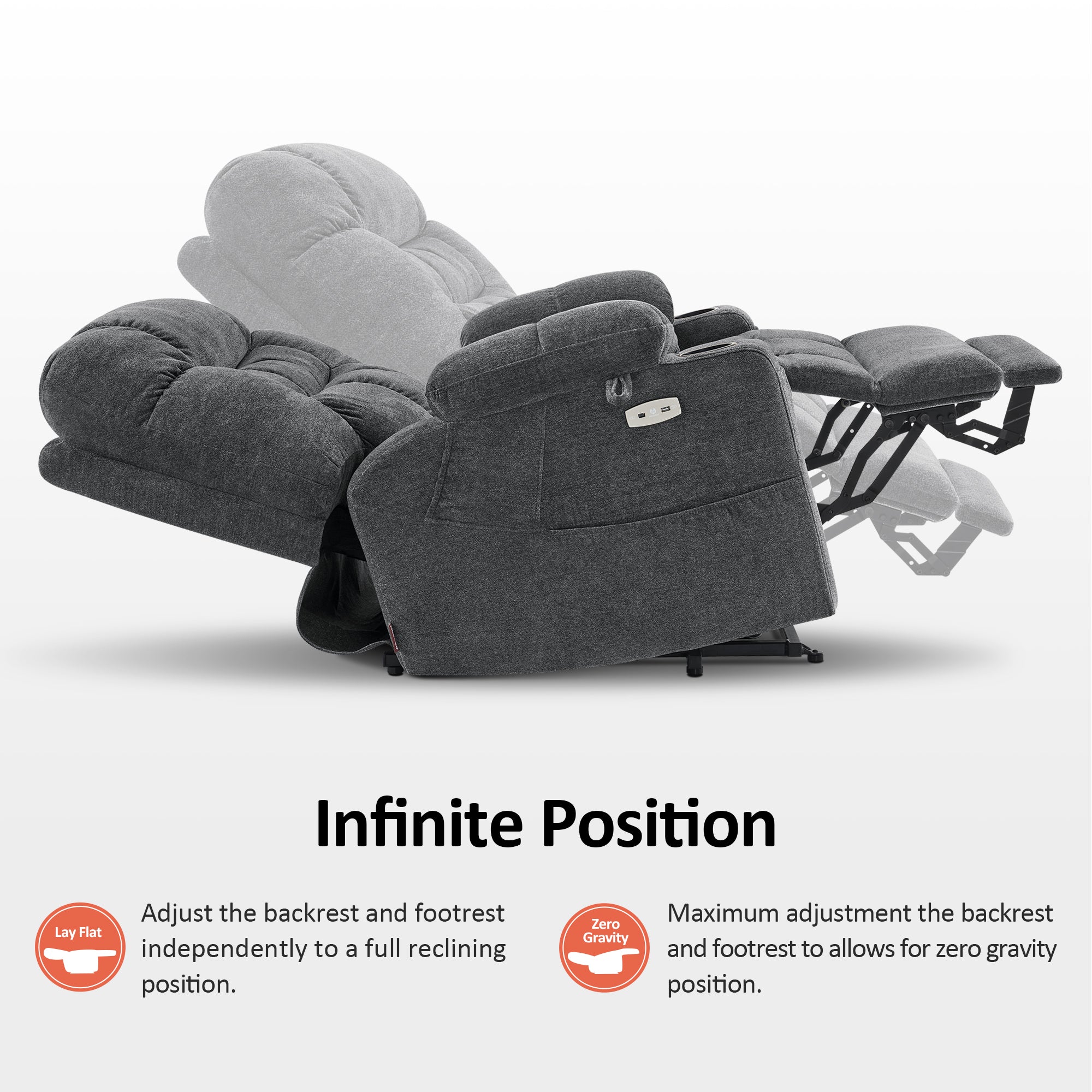 Dual Motor Power Lift Recliner Chair with Massage and Lumbar&seat Heating for Elderly, Lay-Flat for Sleeping, Extra Wide for Big and Tall, Fabric R7070