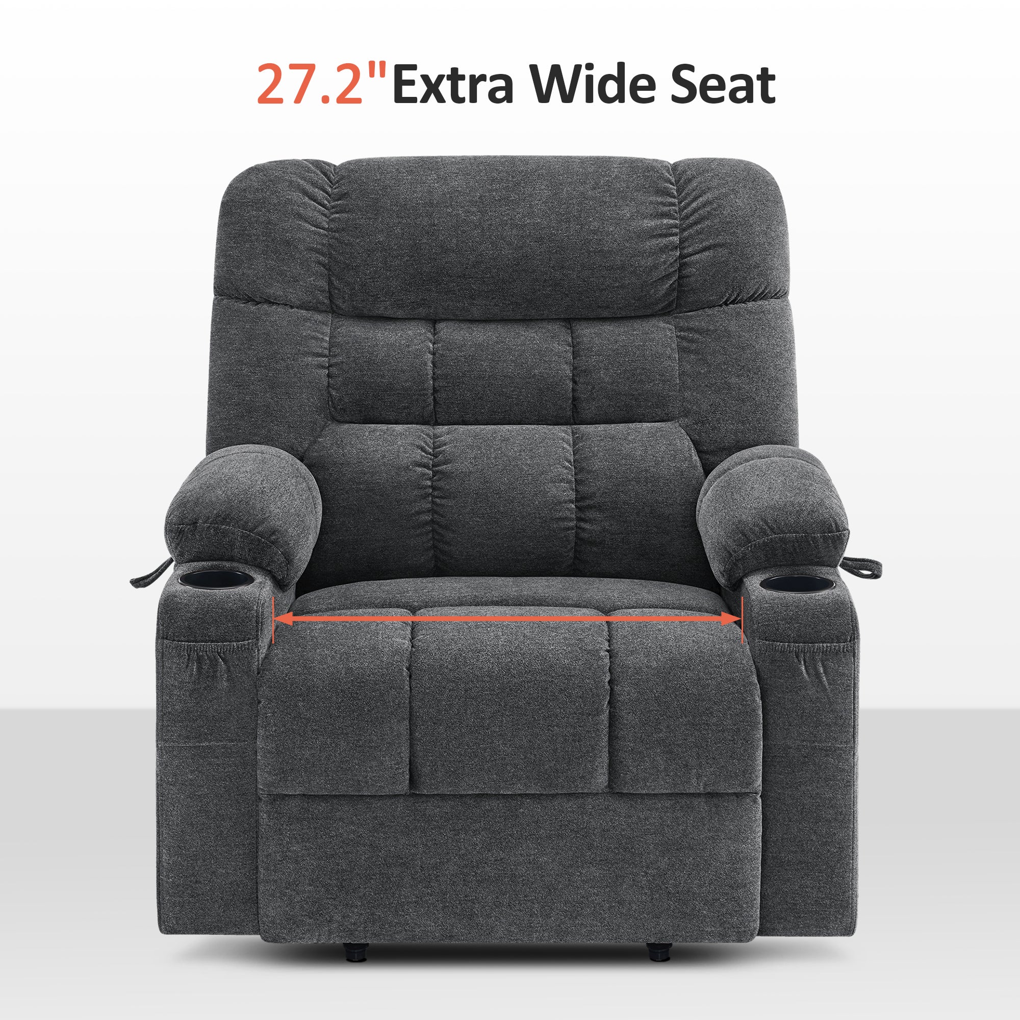 Dual Motor Power Lift Recliner Chair with Massage and Lumbar&seat Heating for Elderly, Lay-Flat for Sleeping, Extra Wide for Big and Tall, Fabric R7070