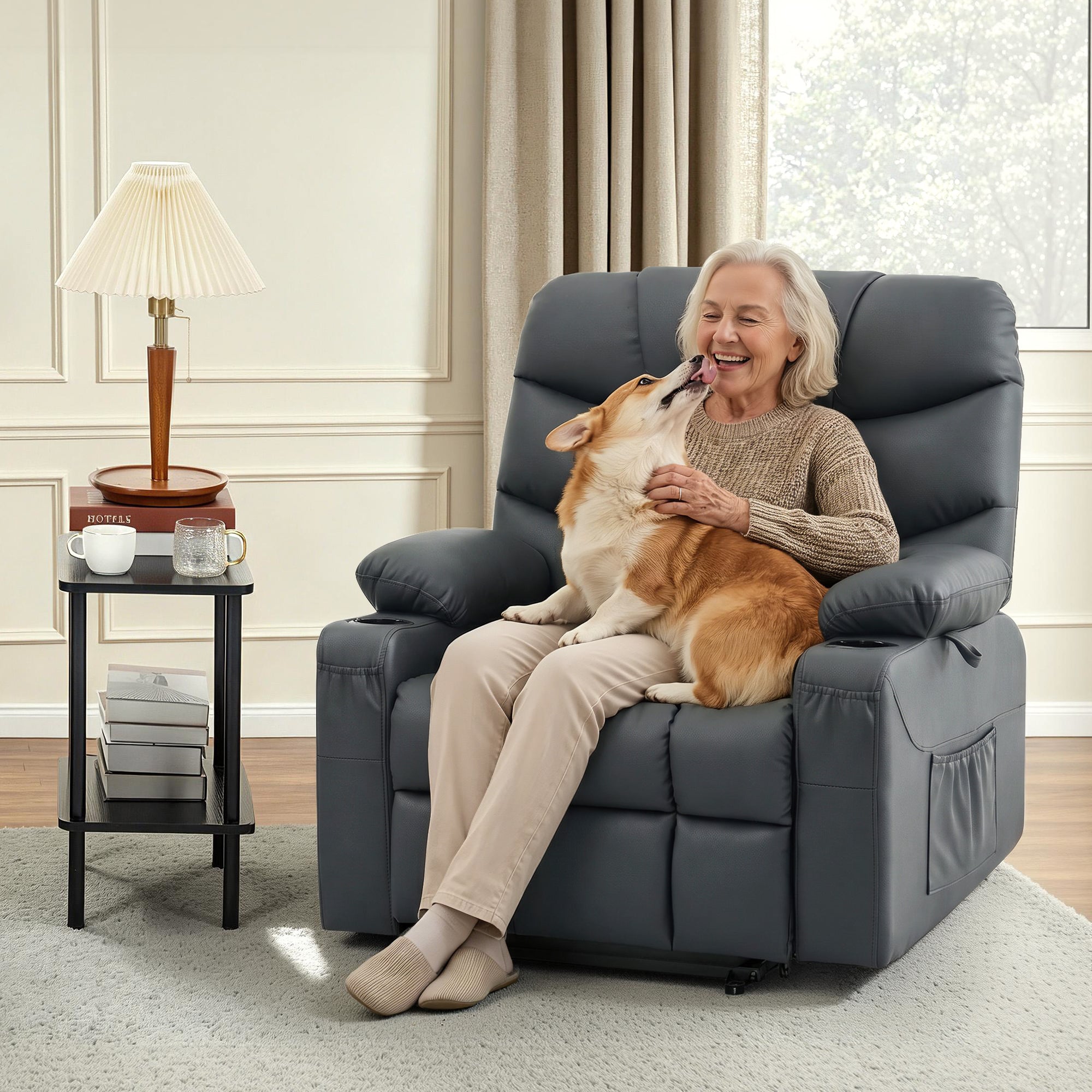 Power Lift Recliner Chair for Elderly, Faux Leather 7287|R7289