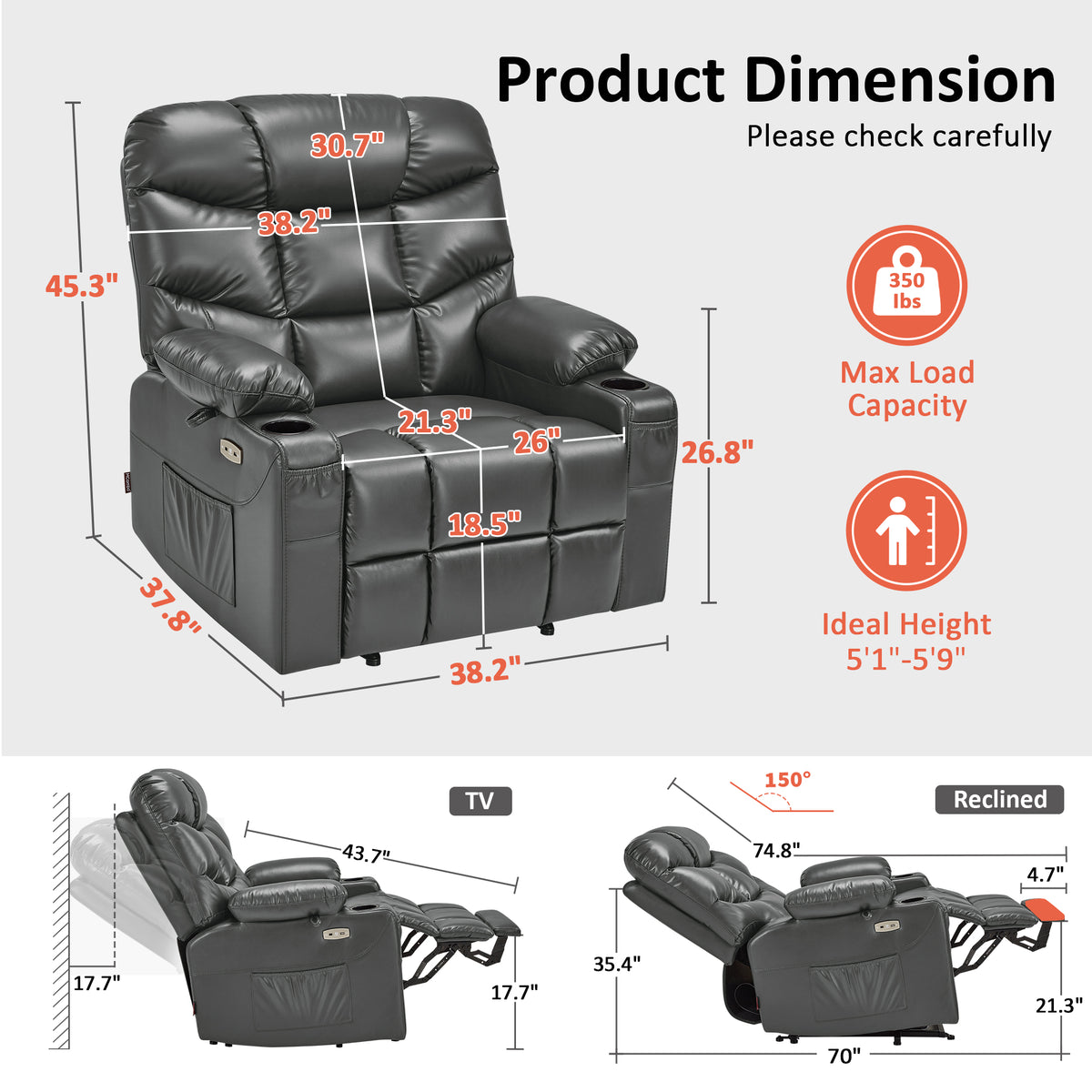Power Lift Recliner Chair for Elderly, Faux Leather 7287|R7289|7283