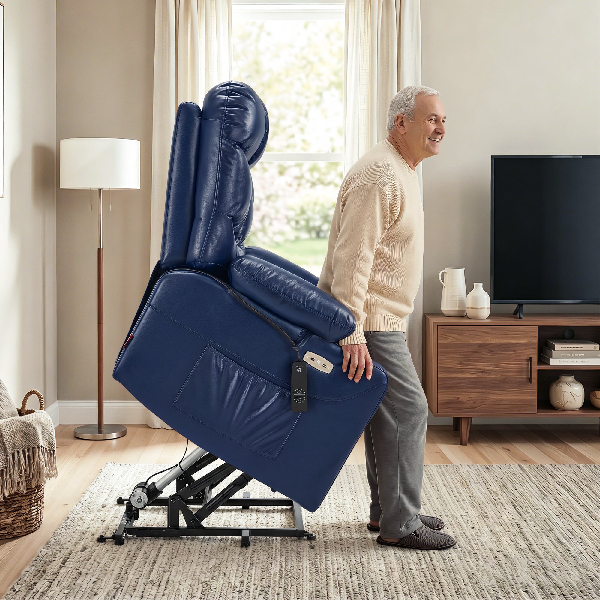 Power Lift Recliner Chair for Elderly, Faux Leather 7287|R7289