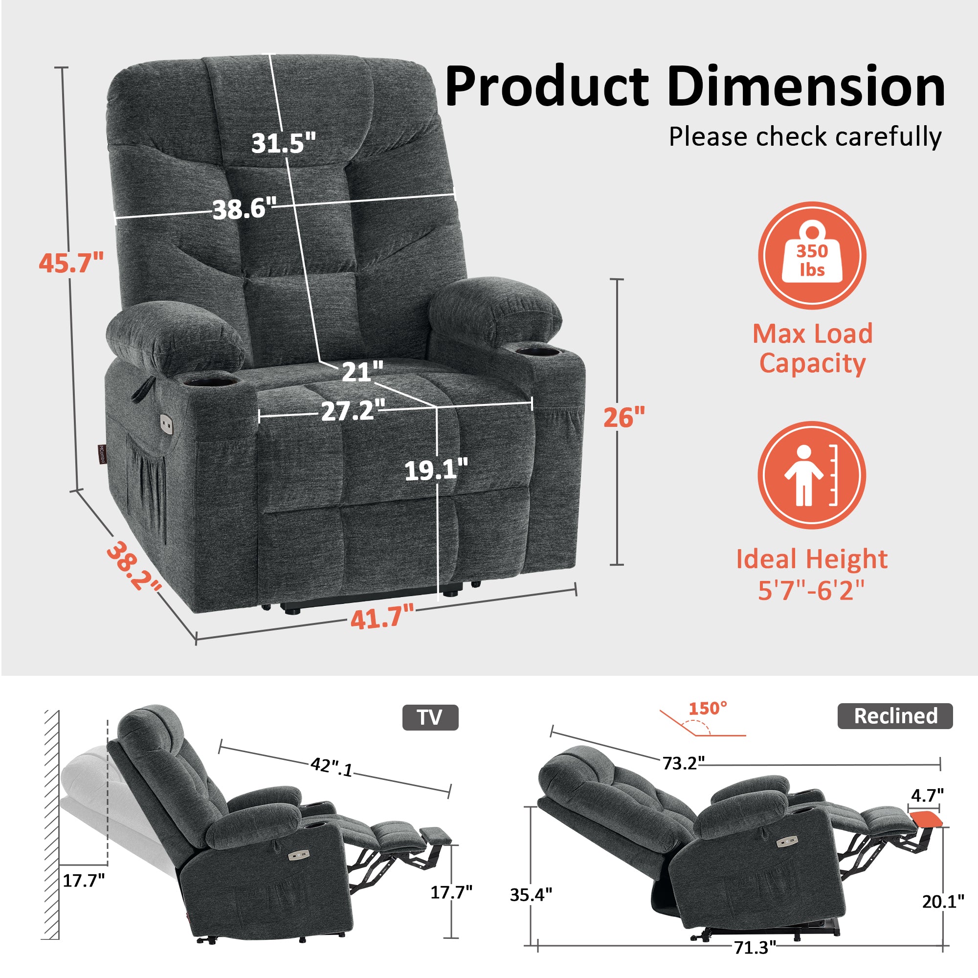 Power Lift Recliner Chair for Elderly, Fabric 7283|7281|7287|R7289|R7399