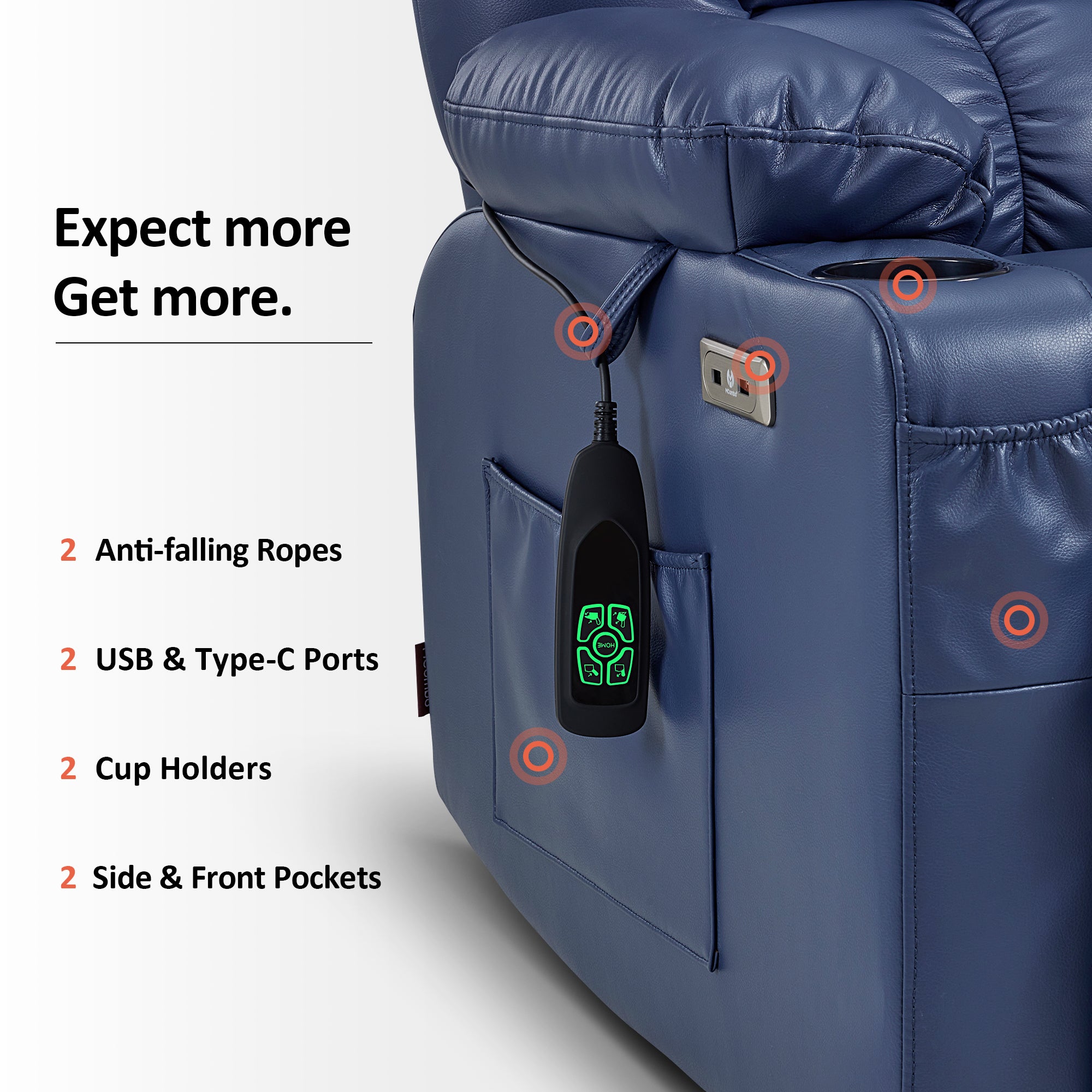 Dual Motor Power Lift Recliner Chair, Massage and Heat, Lay Flat for Sleeping, Faux Leather 7890|7893|7896|R7891|R7897|R7894