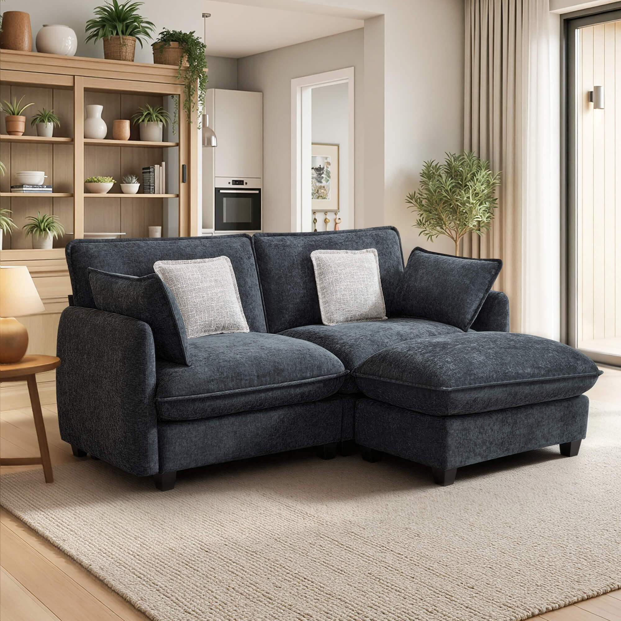 Oversized Cloud Modular Sectional Sofa, FSC Certified Sectional Couches with Ottoman for Living Room S0701