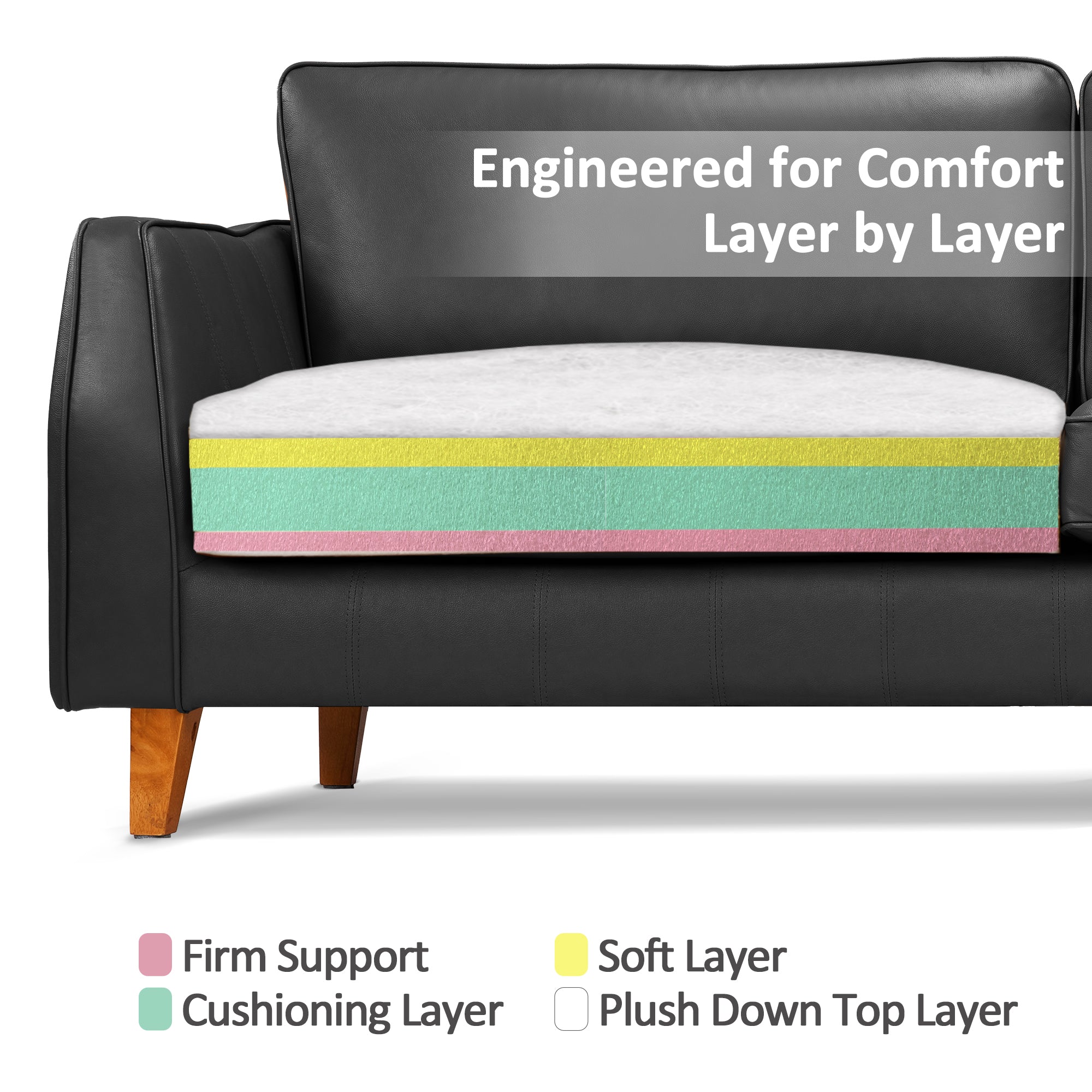 83.4 Inch Napa Leather Couch, Solid Wood Frame for Living Room, Office VE727