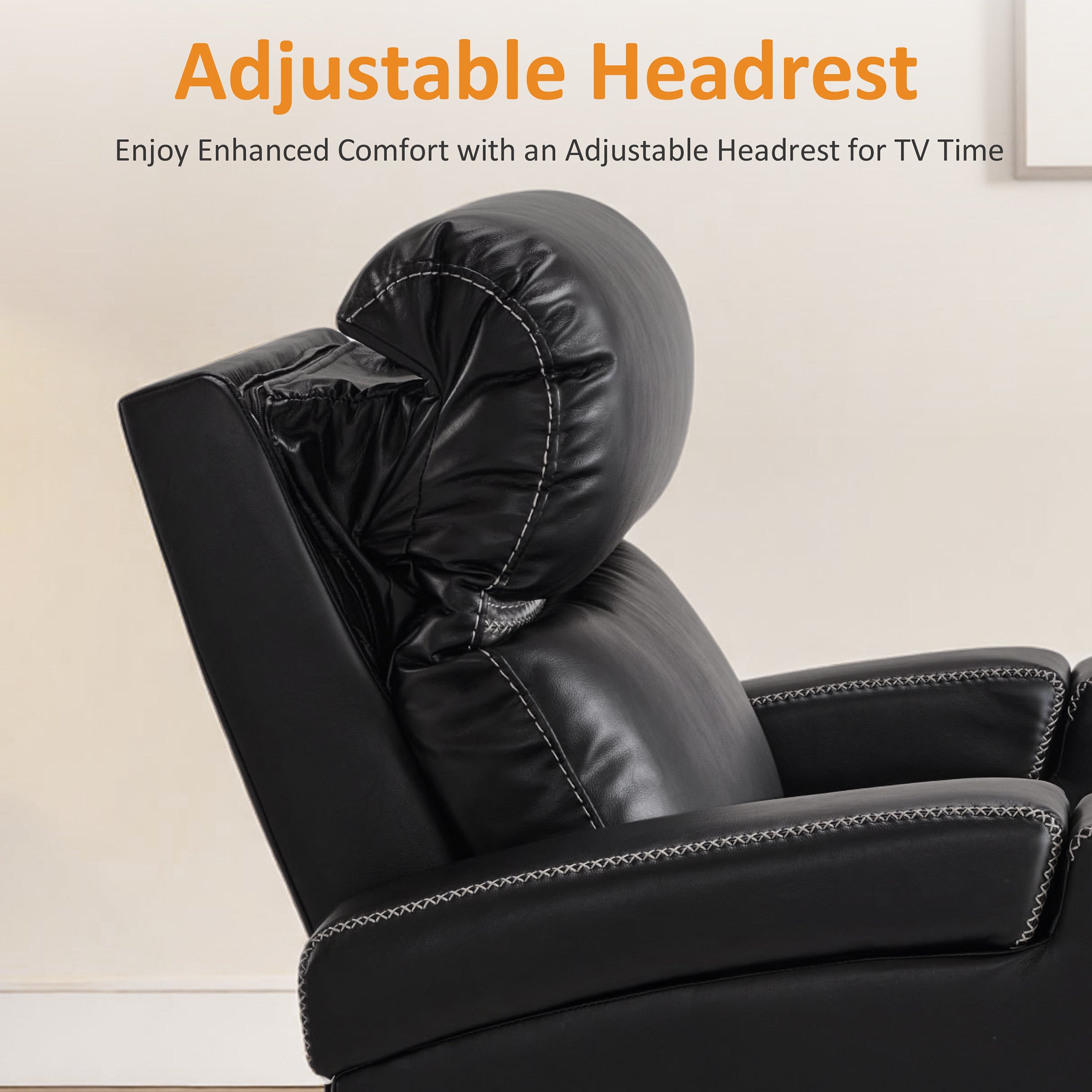 Power Recliner Chair, Home Theater Seating, Faux Leather HTS400