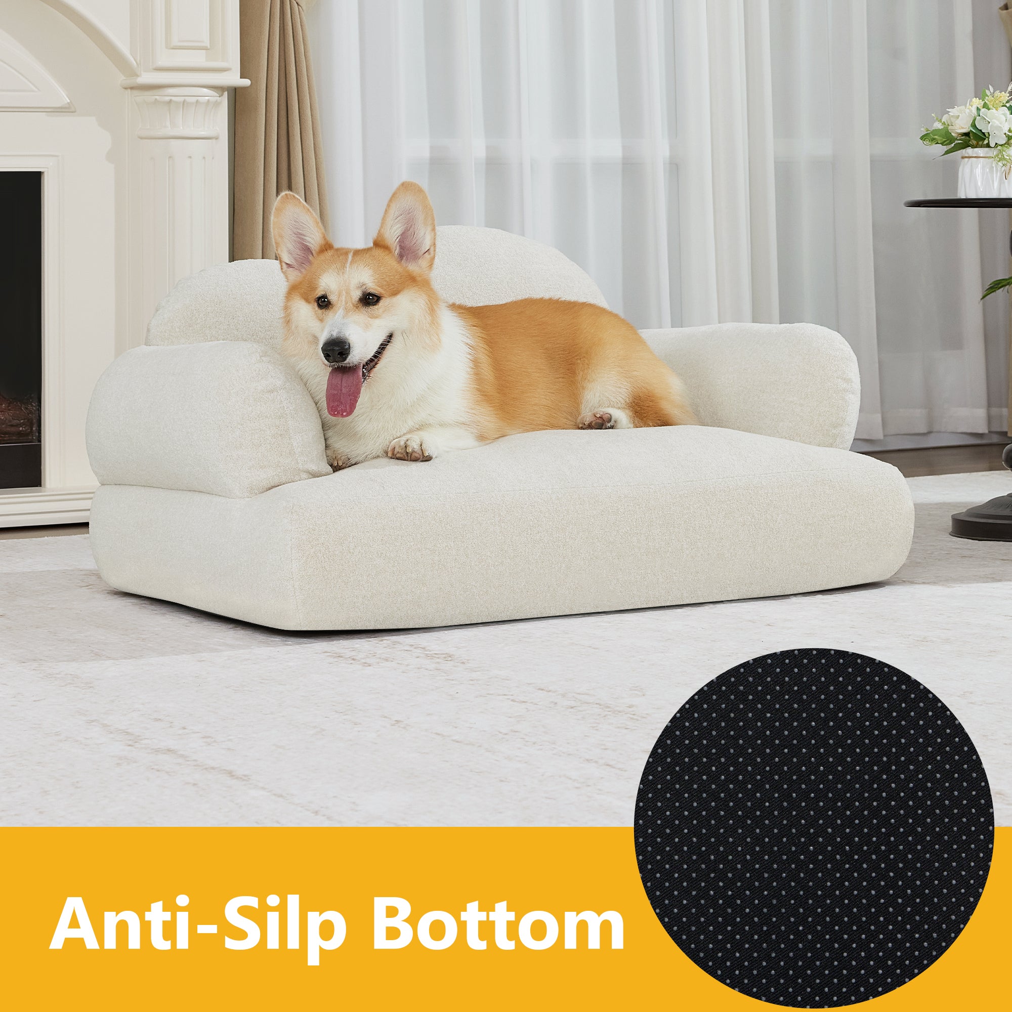 Lovupet Dog Sofa Couch for Medium Breed, Soft Full Foam Dog Couch Bed with Anti-Slip Bottom, PS695