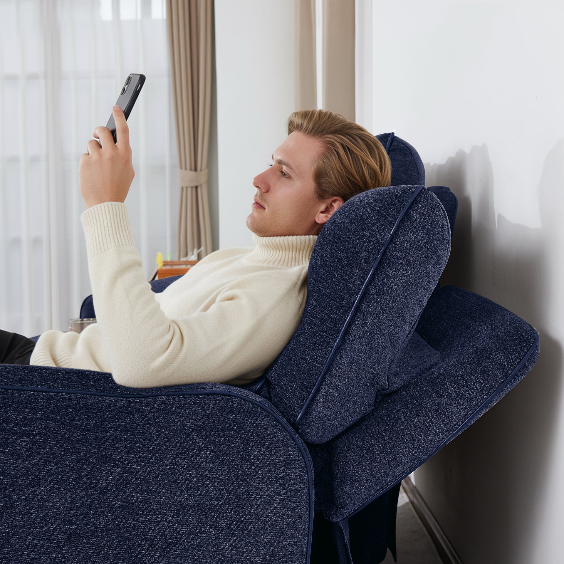 Power Reclining Loveseat with Console and Adjustable Headrest, Wall Hugger, 6926