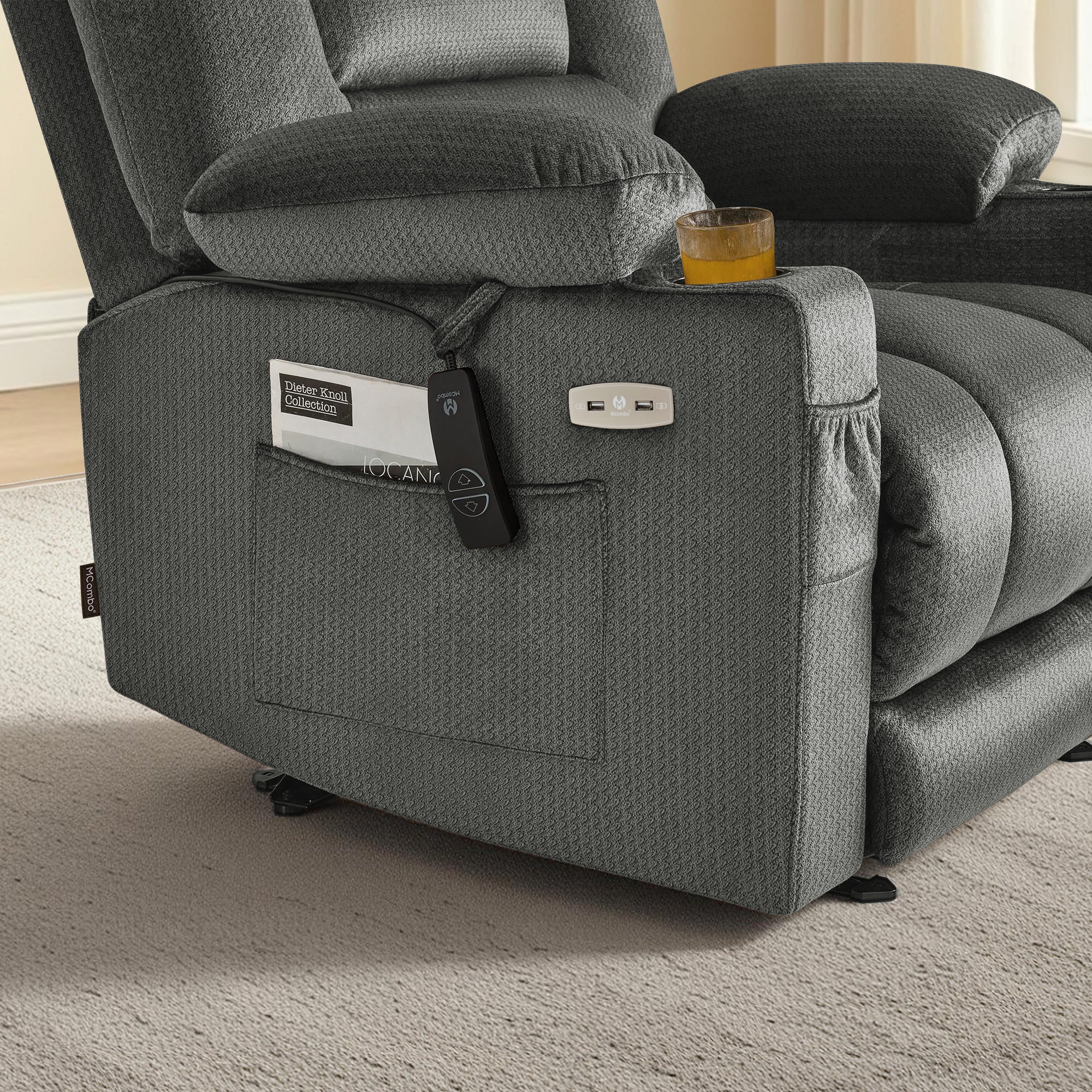 Power Recliner Chair with Heat and Massage, Fabric 6079|PR670|PR671