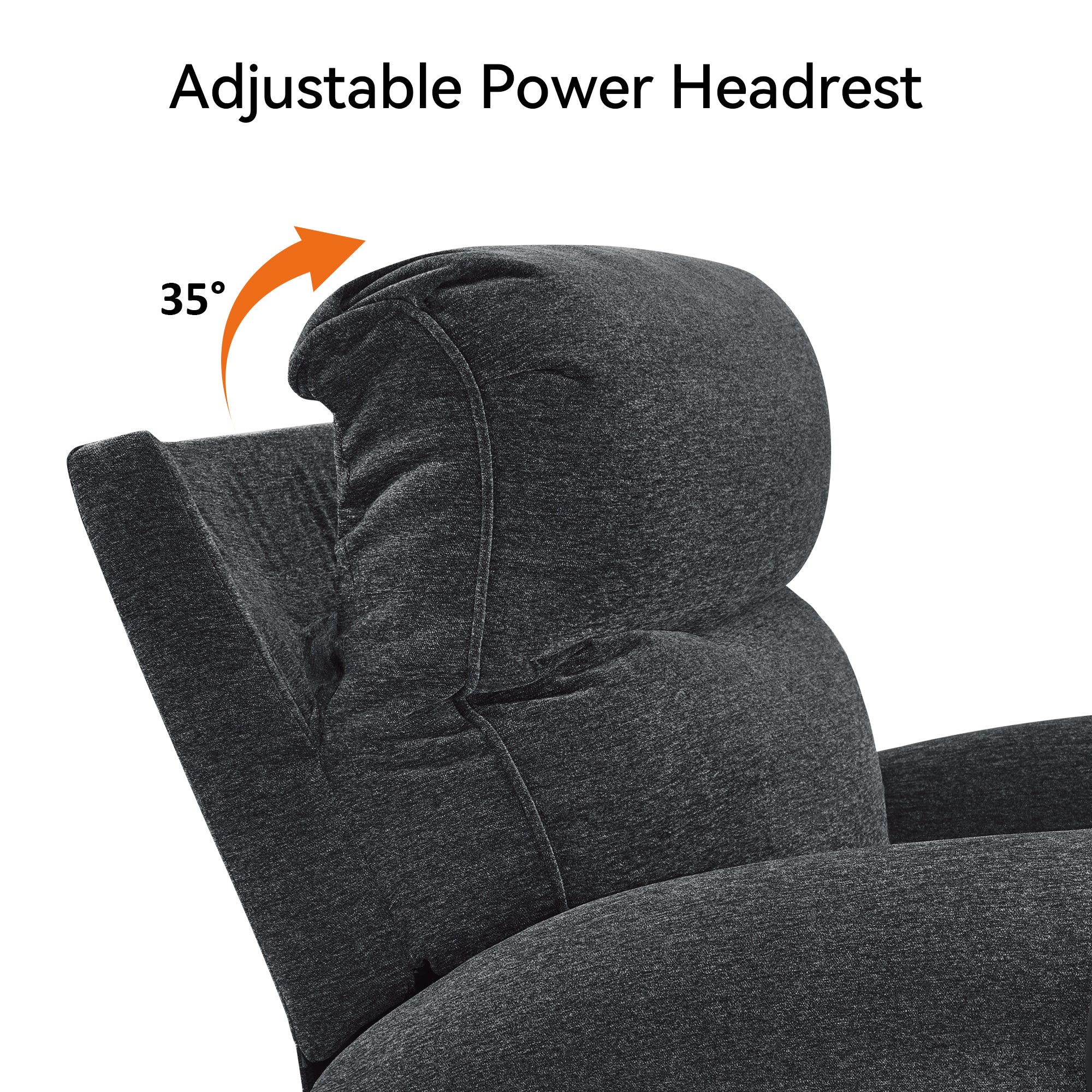 Triple Motor Power Swivel Rocker Recliner with Adjustable Headrest & Extended Footrest, Fabric PR638