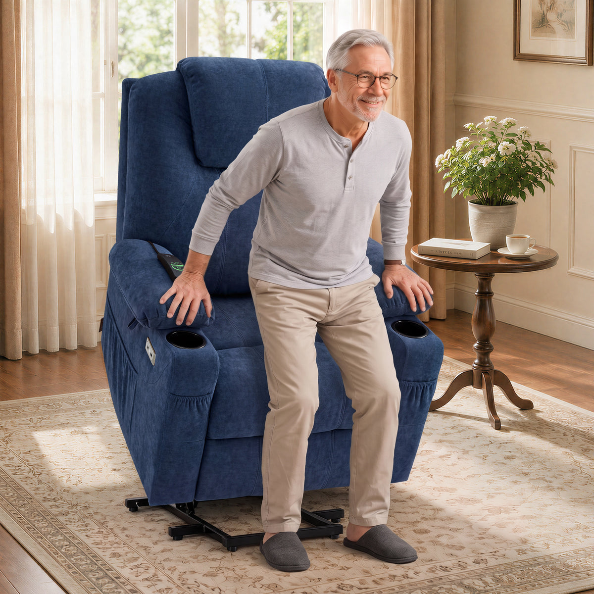 Power Lift Recliner Chair for Elderly, Massage and Heat, Fabric 7040|7516|7141|R7042|R7045|R7510