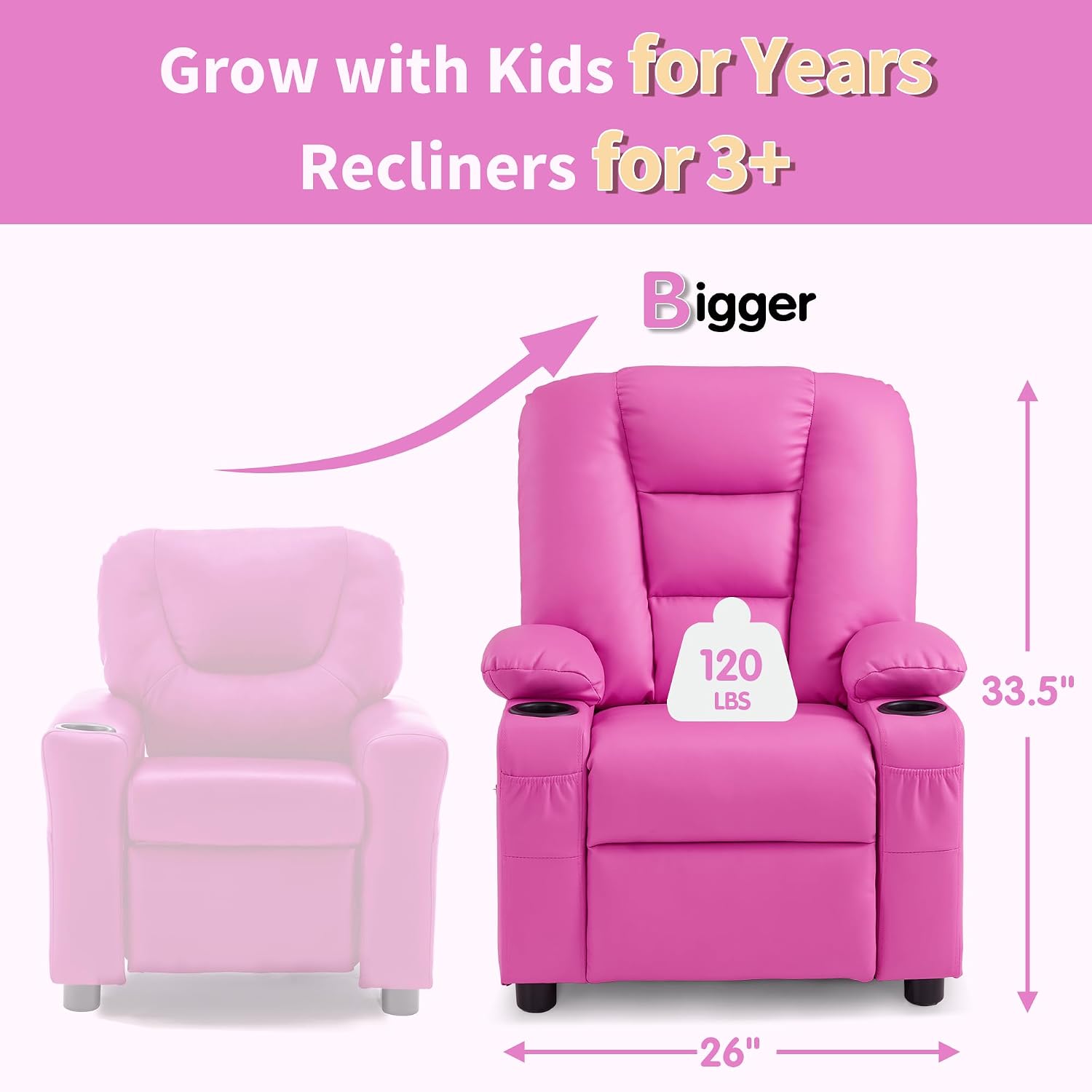 Big Kids Recliner for Ages 3+, Toddlers Recliner Sofa 7322