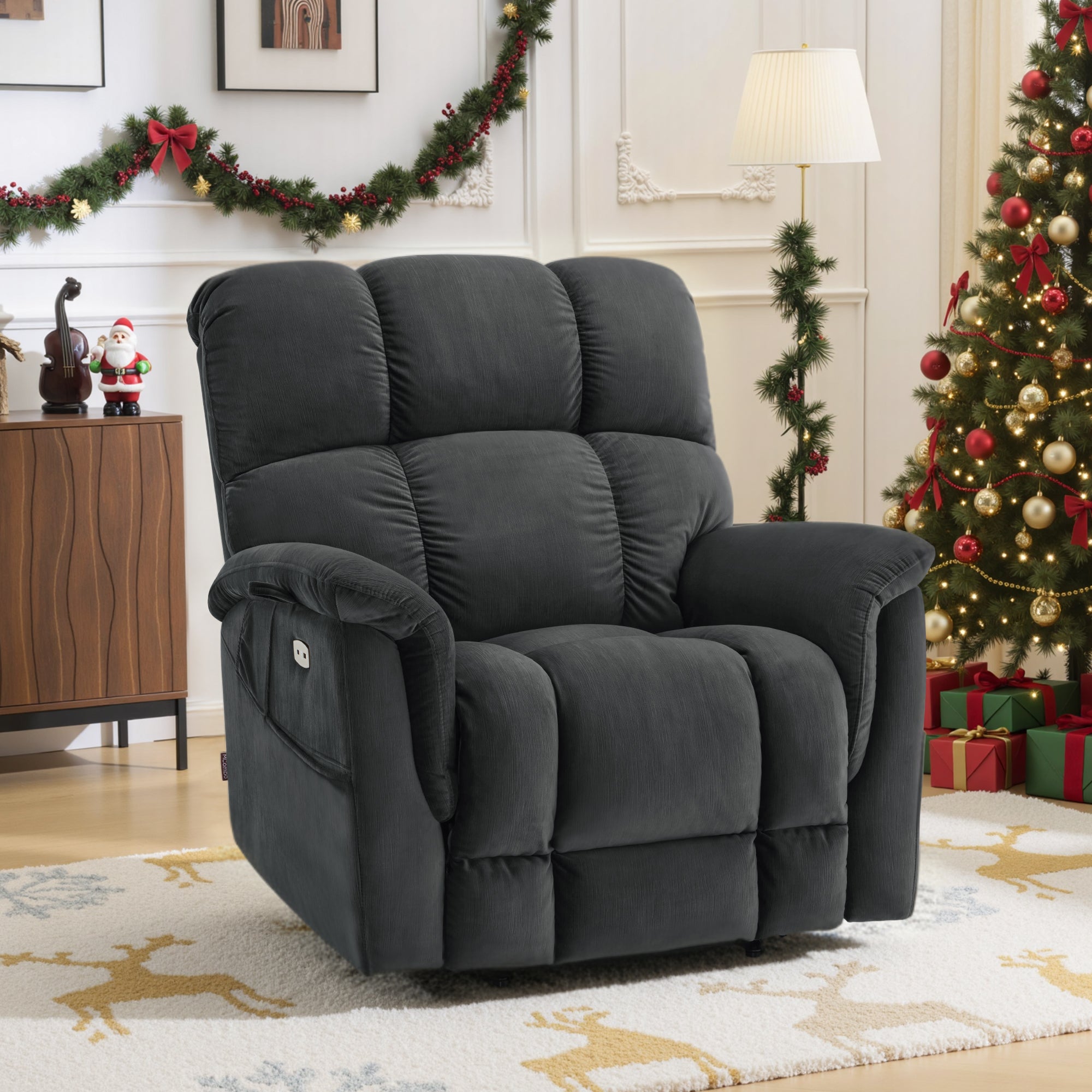 Dual Motor Power Lift Recliner Chair for Elderly, Massage and Lumbar&seat Heating, Fabric R7166