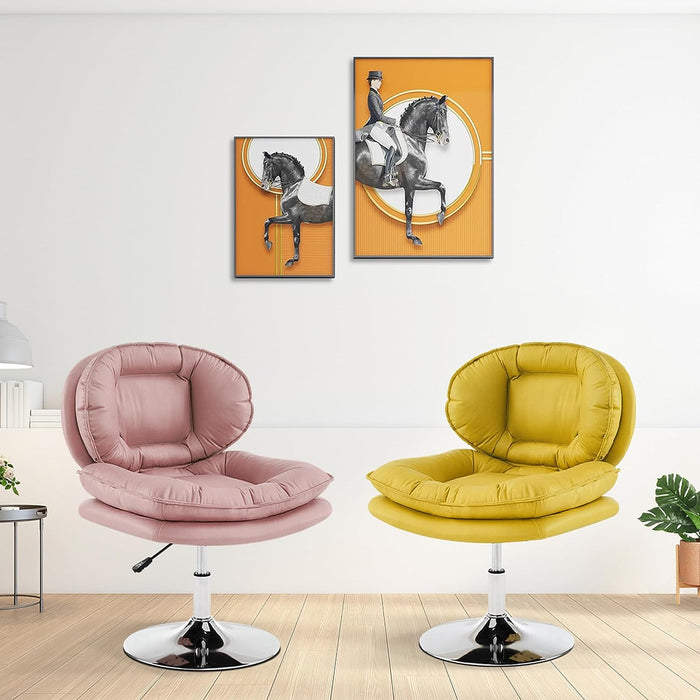 MCombo Swivel Accent Chair with Height Adjustment, Upholstered Desk Chair for Living Room Office 4846/4473