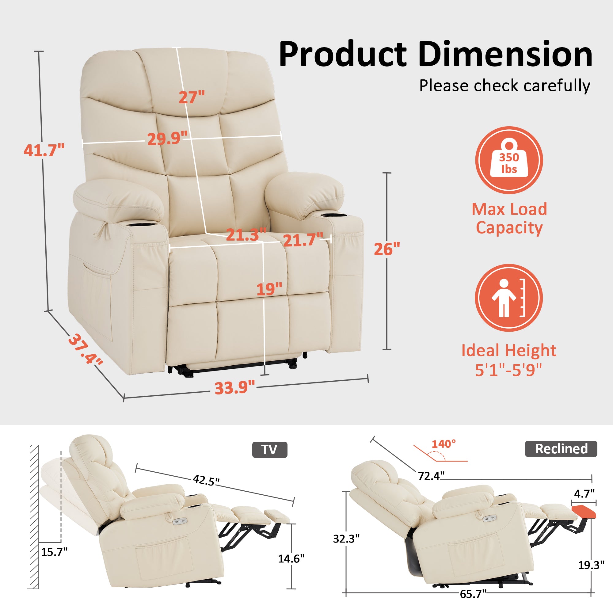 Power Lift Recliner Chair for Elderly, Faux Leather 7287|R7289