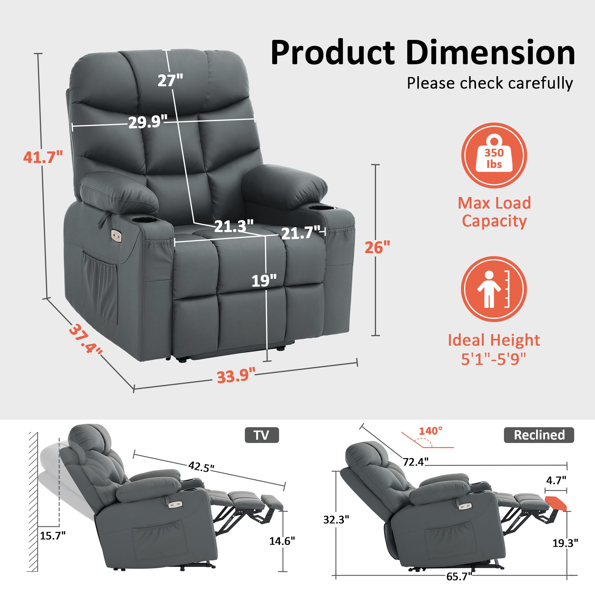 Power Lift Recliner Chair for Elderly, Faux Leather 7287|R7289
