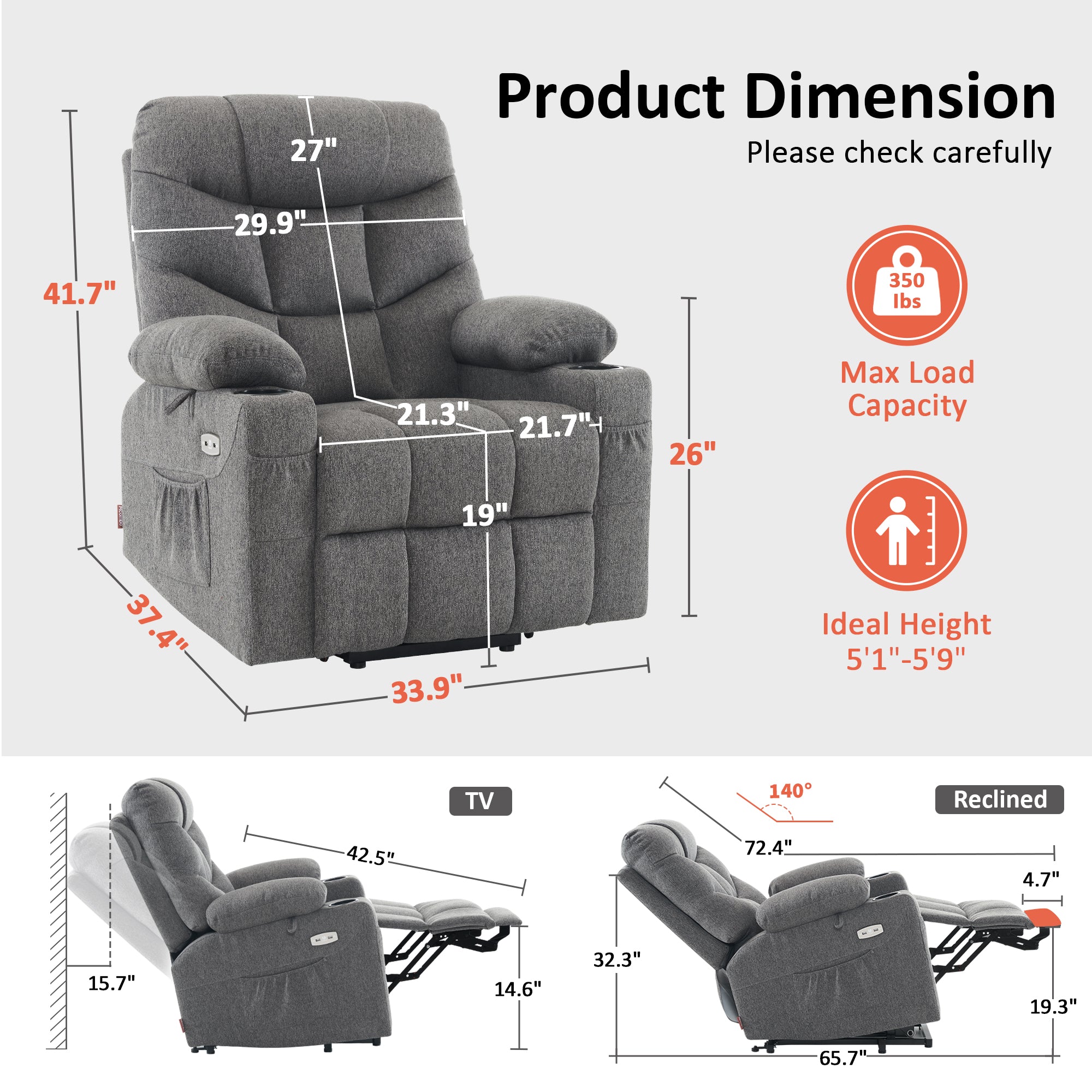 Power Lift Recliner Chair for Elderly, Fabric 7283|7281|7287|R7289|R7399