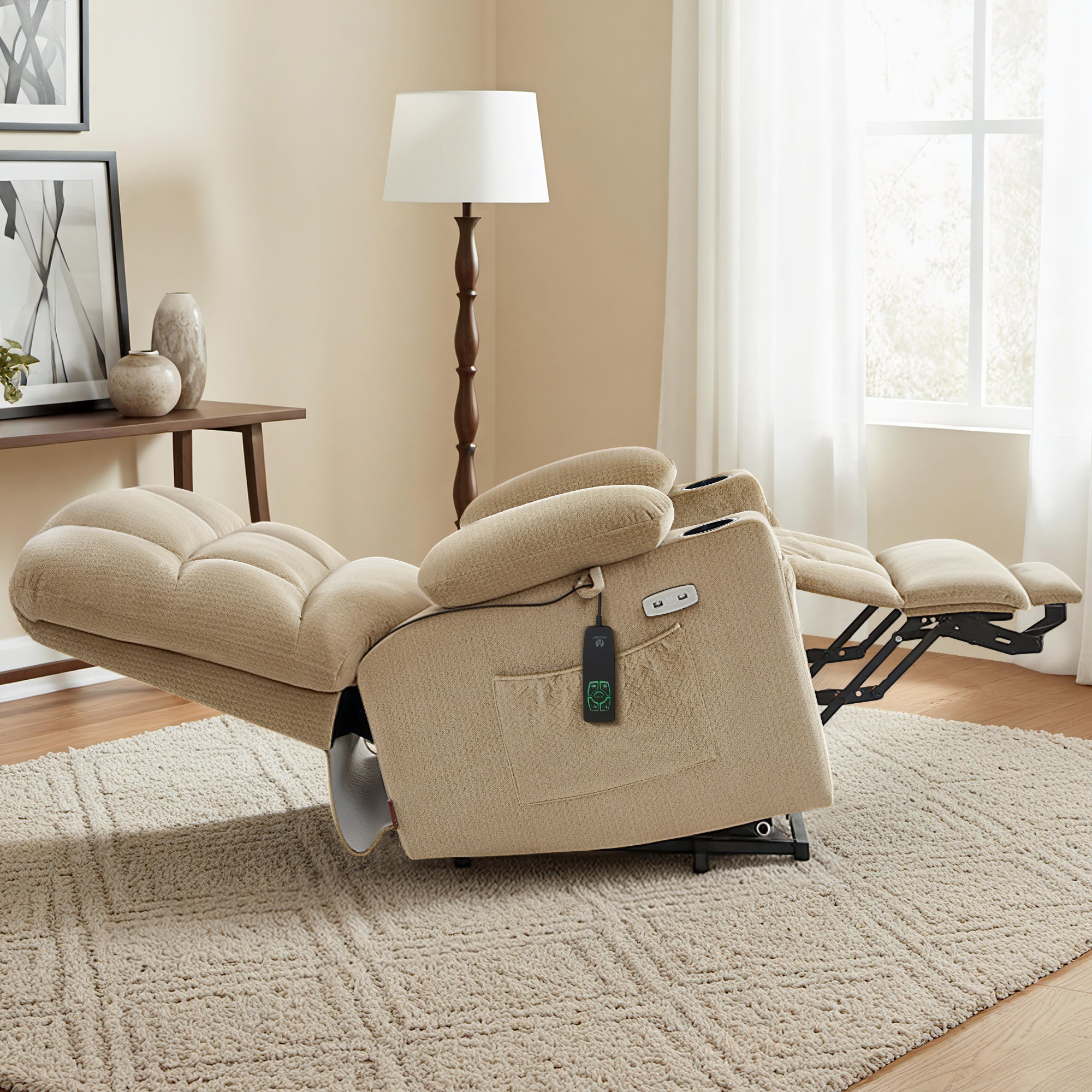 Power Lift Recliner Chair, Dual Motor, Massage and Heat, Fabric 7680|7679|R7688|R7677