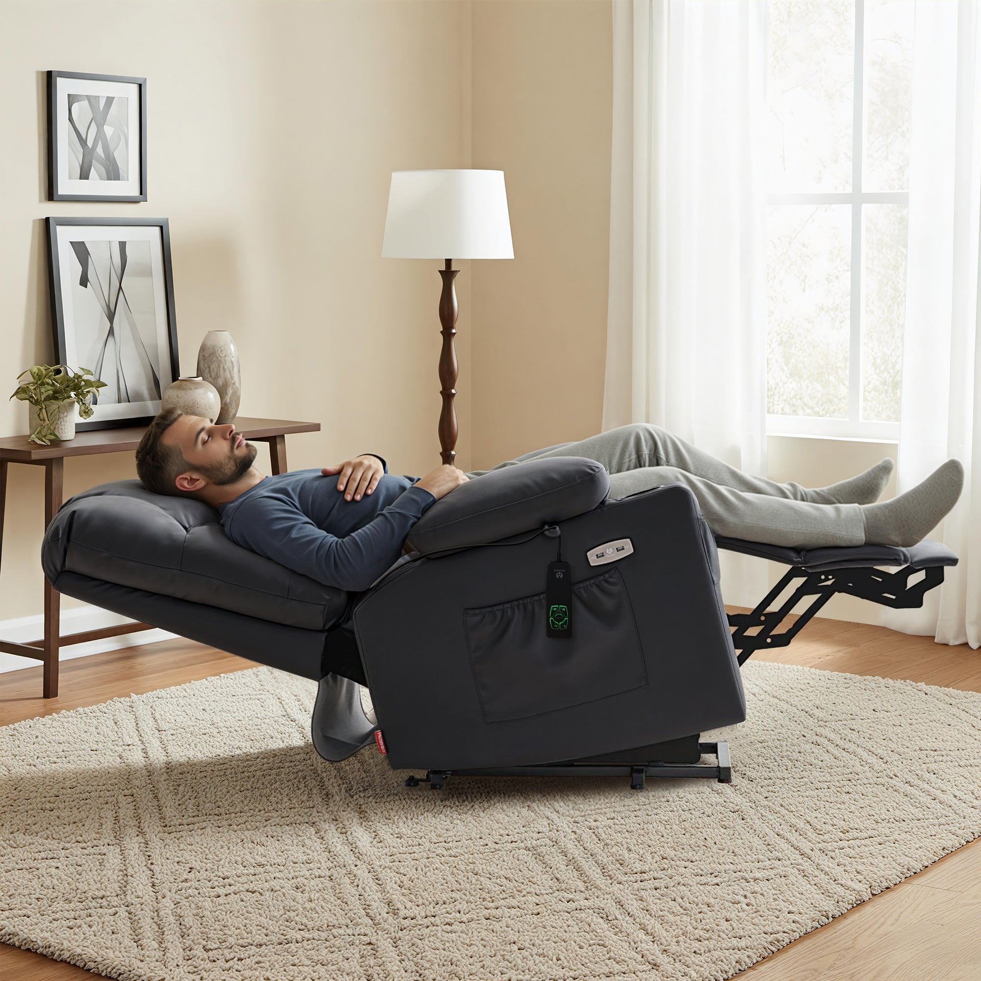 Power Lift Recliner Chair for Elderly, Dual Motor, Massage and Heat, Faux Leather 7680|7679|R7688|R7677