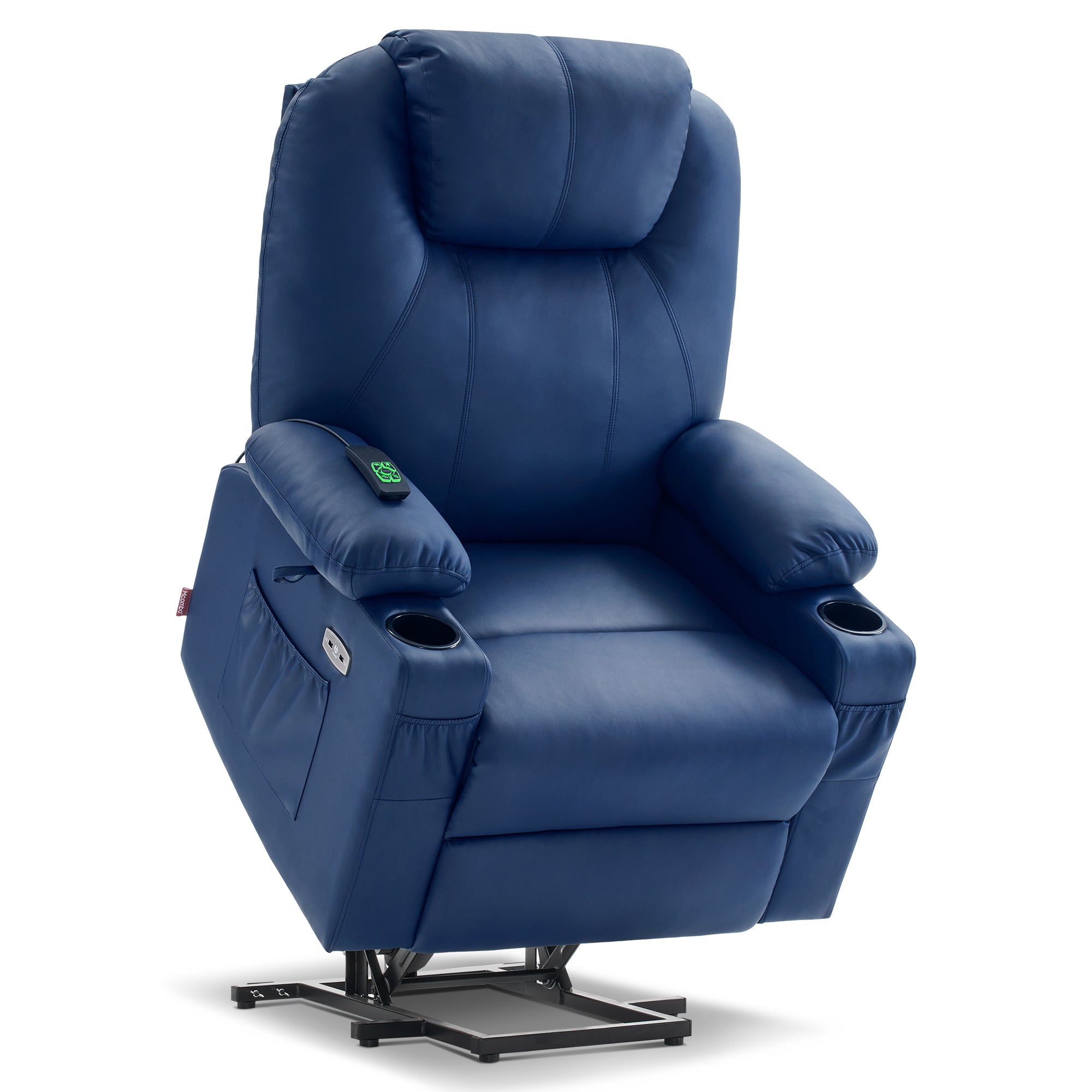 Power Lift Recliner Chair for Elderly, Dual Motor, Massage and Heat, Faux Leather 7815