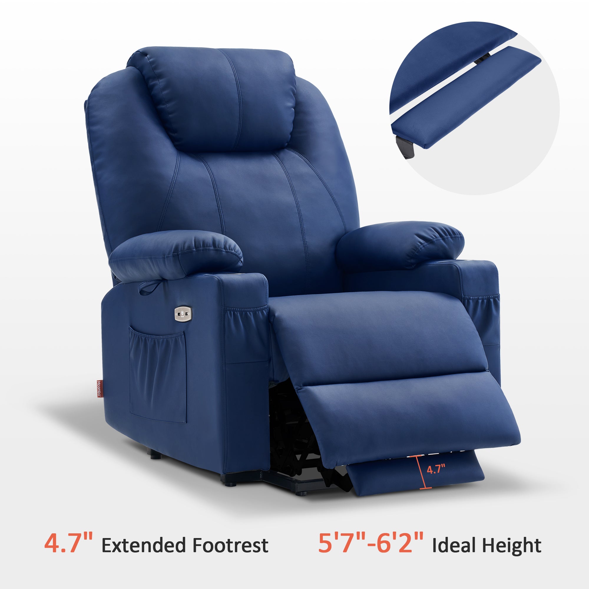 Power Lift Recliner Chair for Elderly, Dual Motor, Massage and Heat, Faux Leather 7815