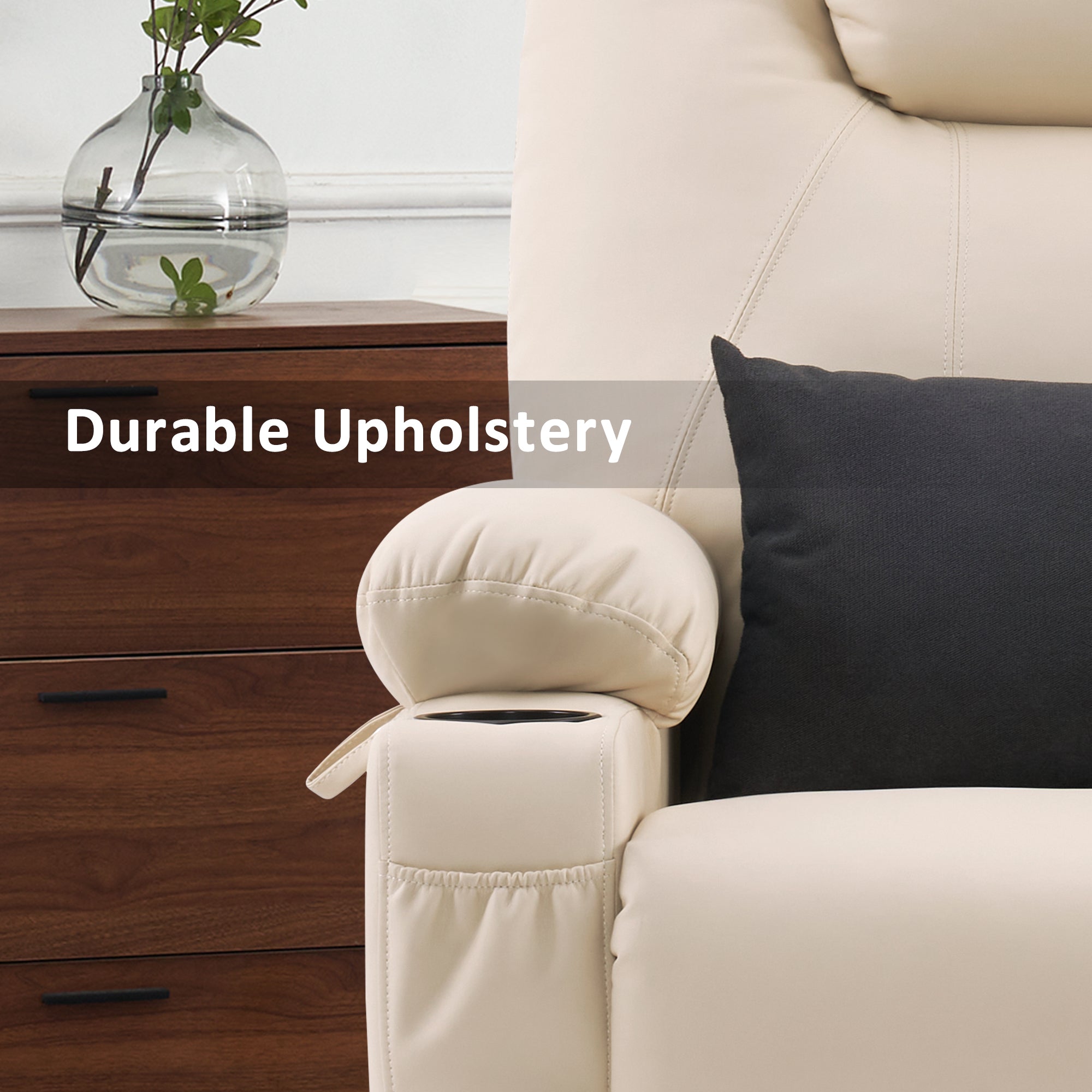 Power Lift Recliner Chair for Elderly, Dual Motor, Massage and Heat, Faux Leather 7815