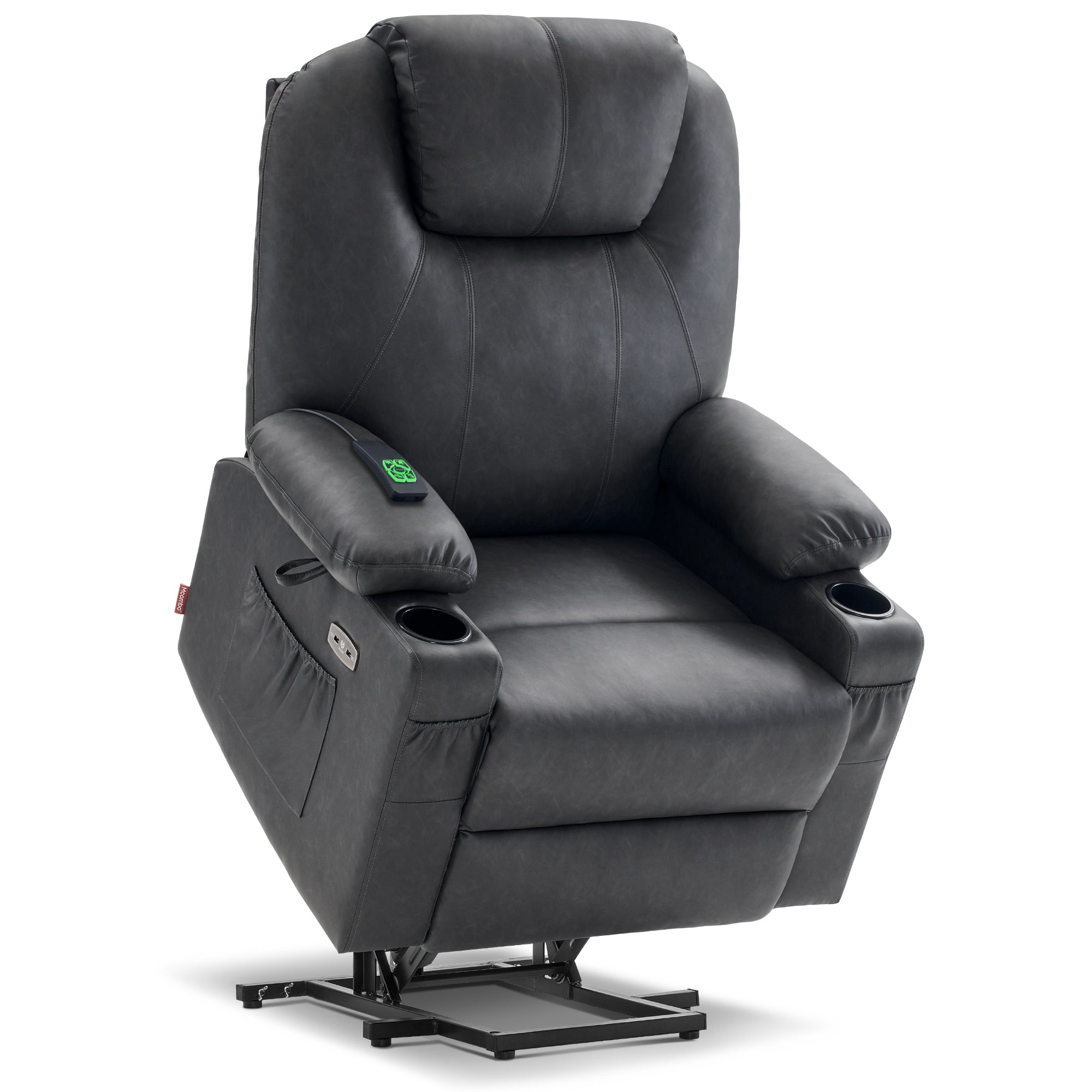 Power Lift Recliner Chair for Elderly, Dual Motor, Massage and Heat, Faux Leather 7815