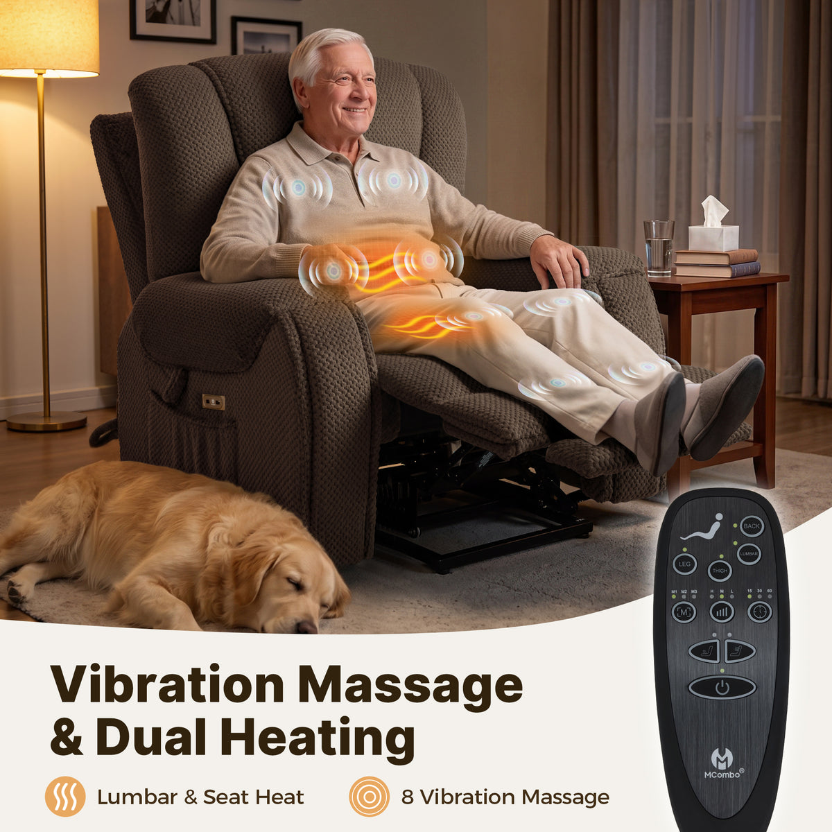 4-Motor Power Lift Recliner with Power Lumbar & Headrest R7558
