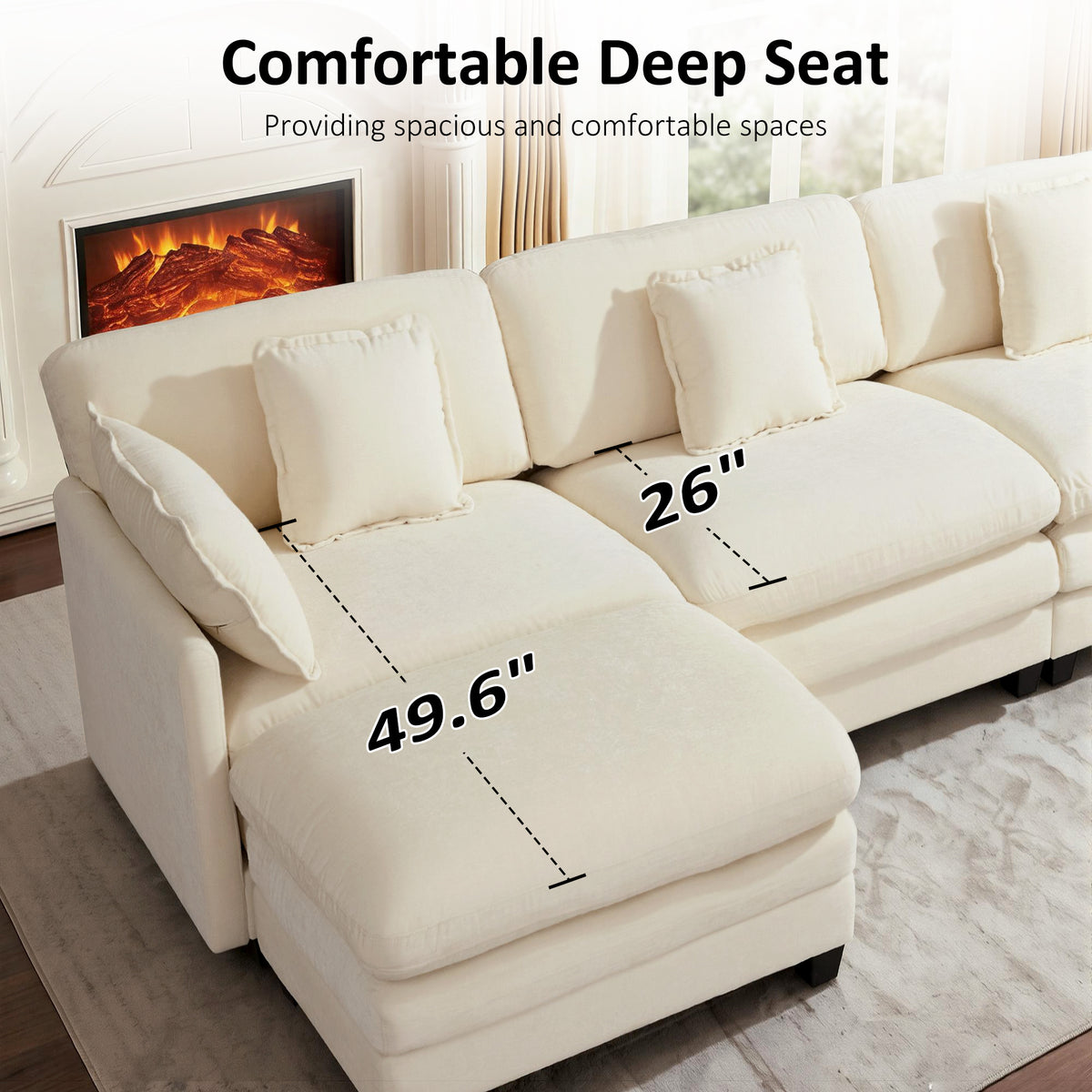 Loveseat Sofa Couch with Chaise Ottoman, L-Shaped Modular Sectional Sofa, SF068