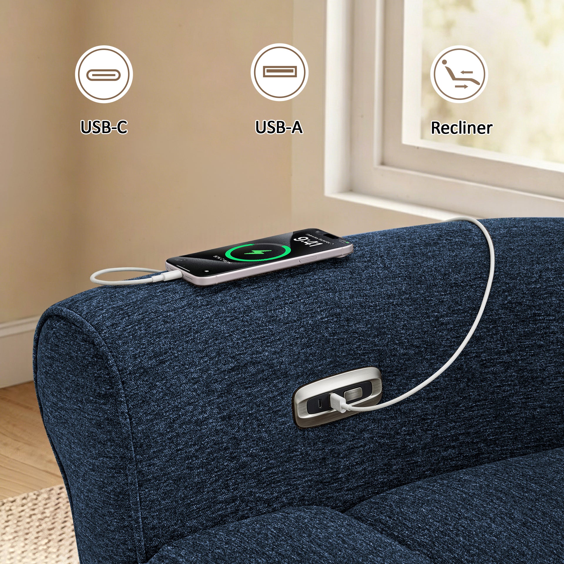 Power Wall Hugger Recliner Chair, Fabric/Faux Leather PR630 PR520