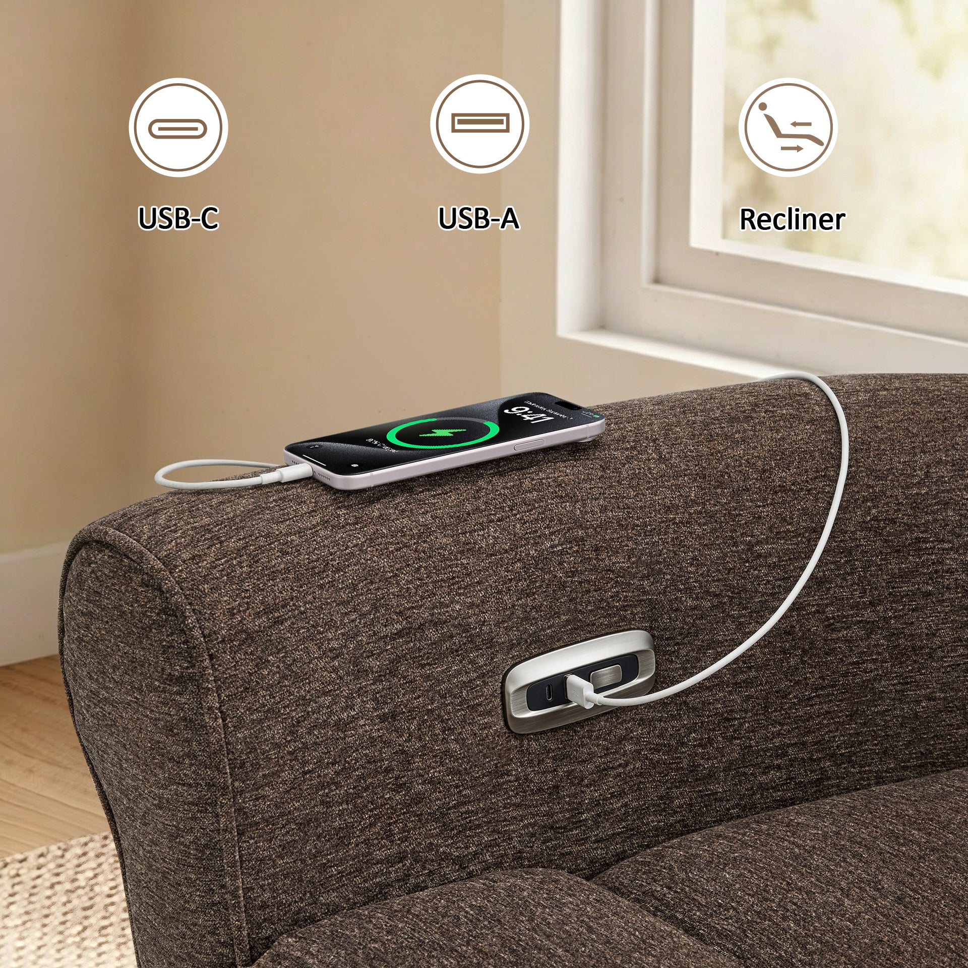 Power Wall Hugger Recliner Chair, Fabric/Faux Leather PR630 PR520