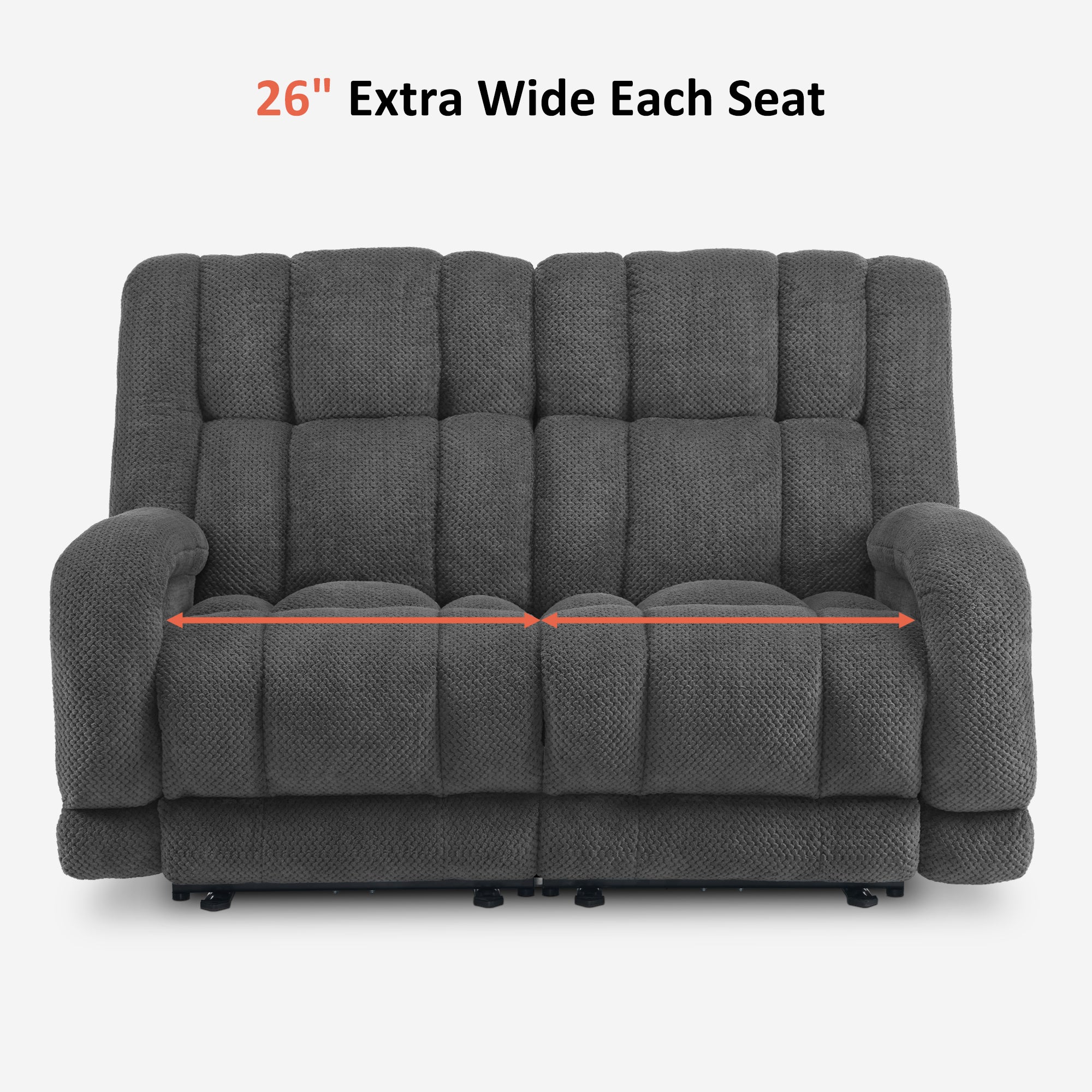 Power Reclining Loveseat with Heat and Massage, Fabric 6855