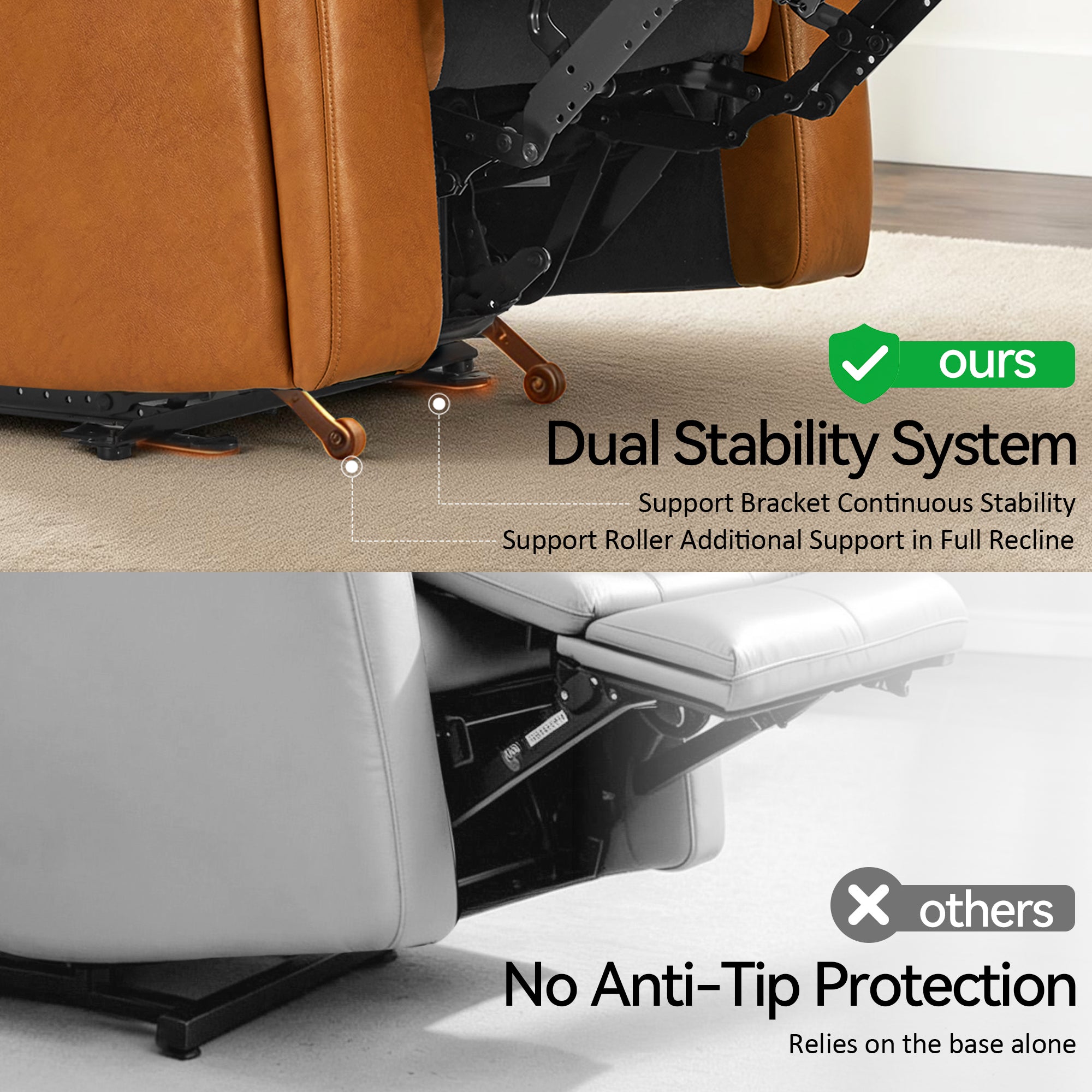 Zero Wall Recliner Chair, Power Recliner with USB & Type-C Dual Charge Ports, for Small Space, Living Room, RV PR644