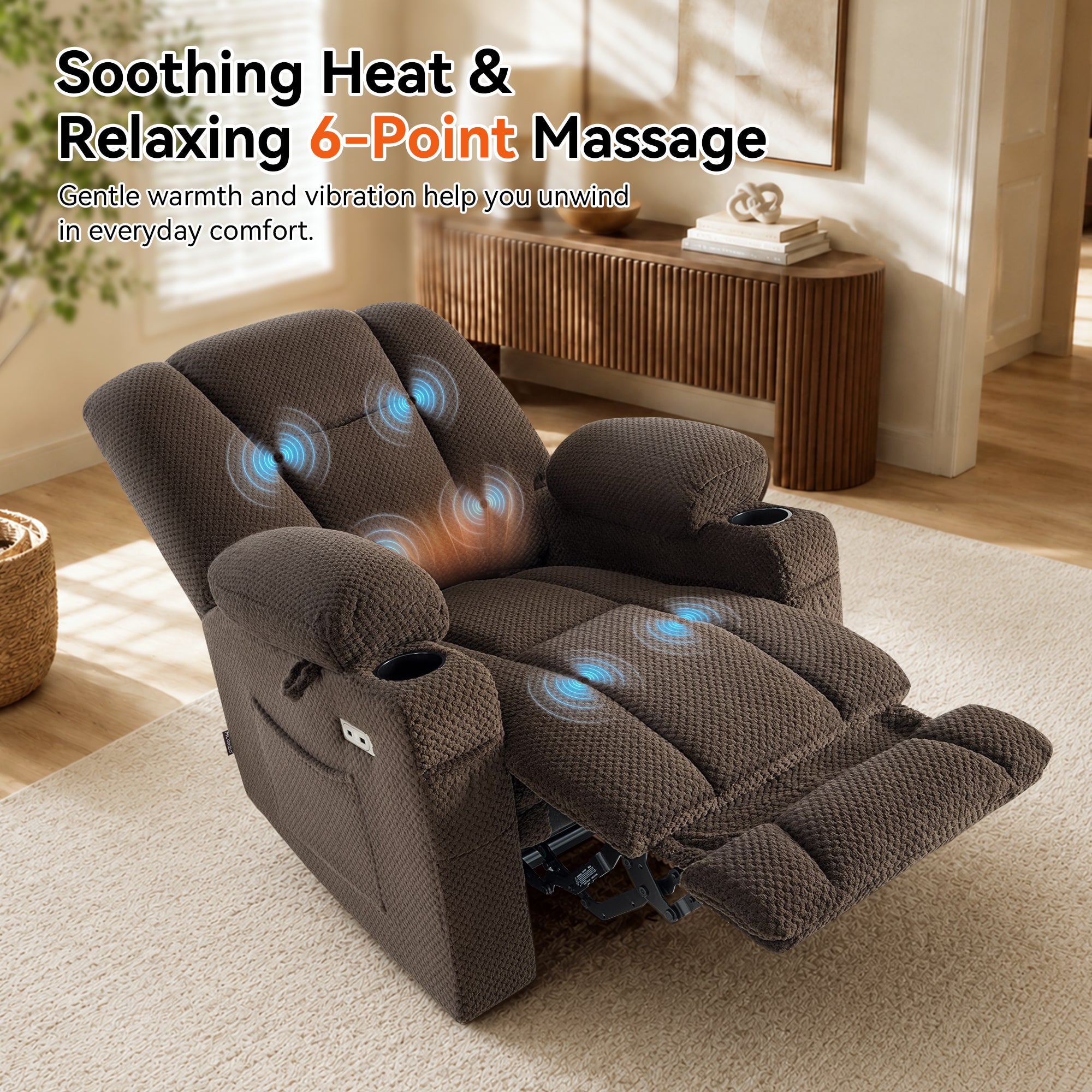 Power Recliner Chair with Massage and Heat, Fabric 8015|8017